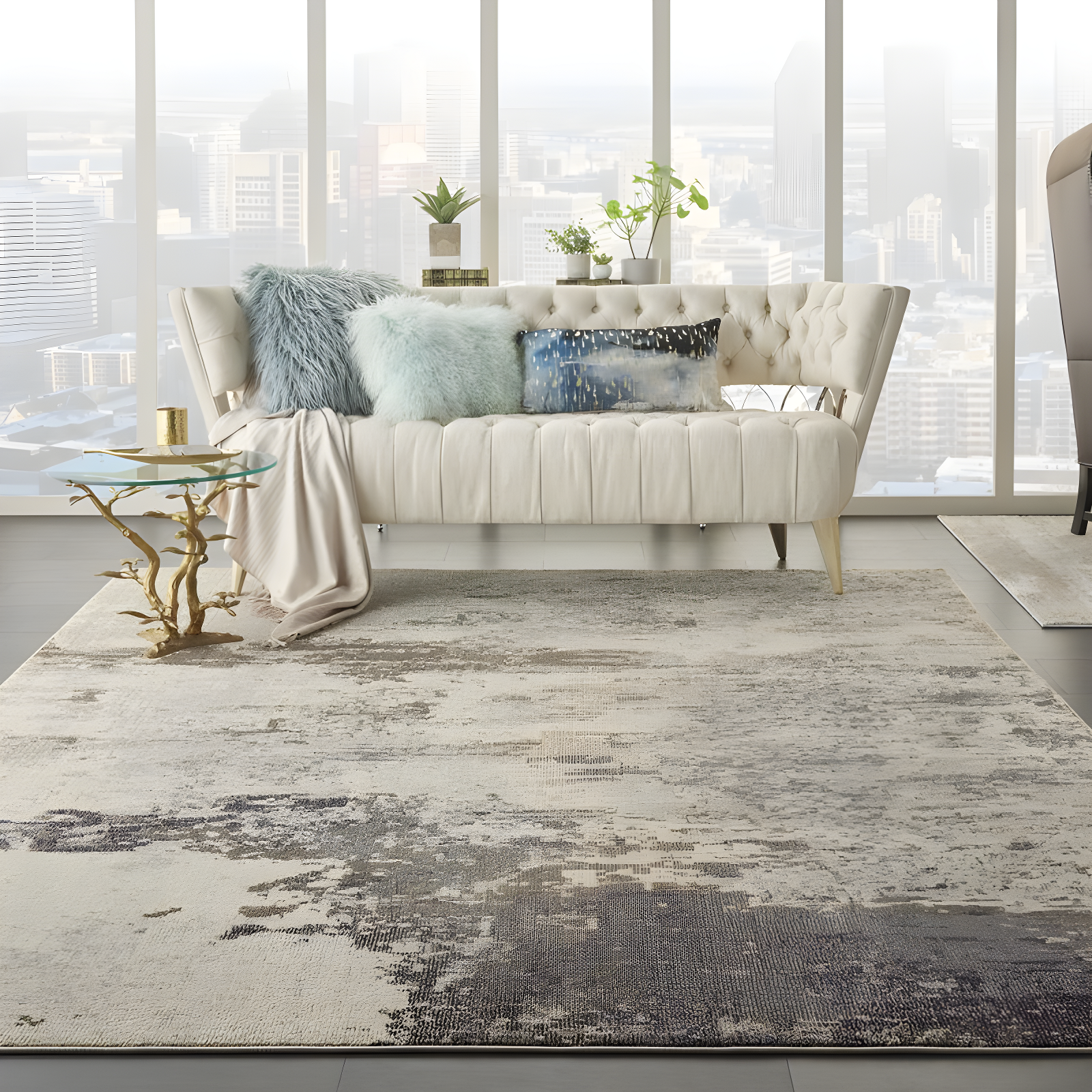 Nourison Celestial CES02 Indoor only Area Rug - Ivory/Grey 10' x 14'