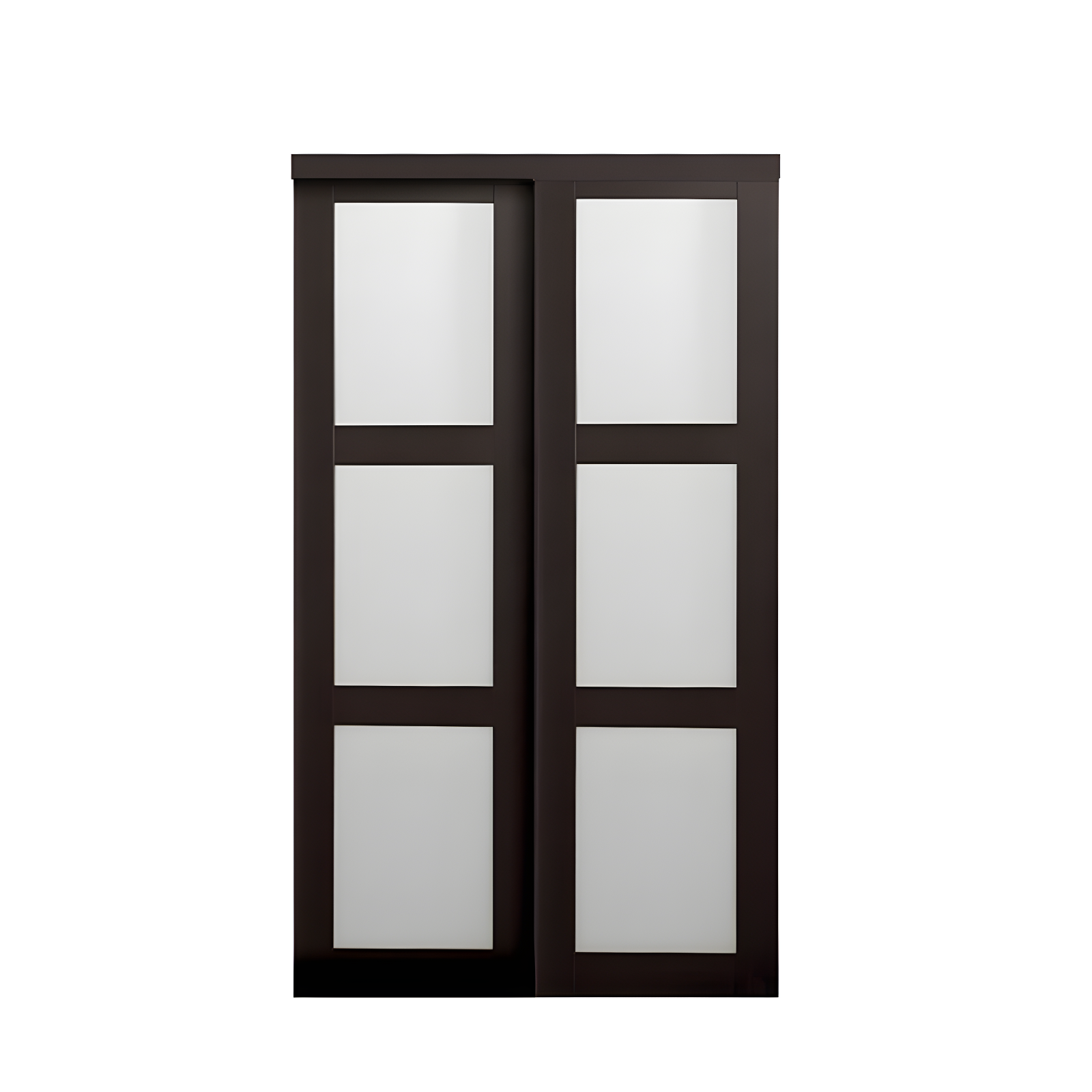 Renin 80'' Solid + Manufactured Wood Glass Low-Gloss Sliding Closet Doors