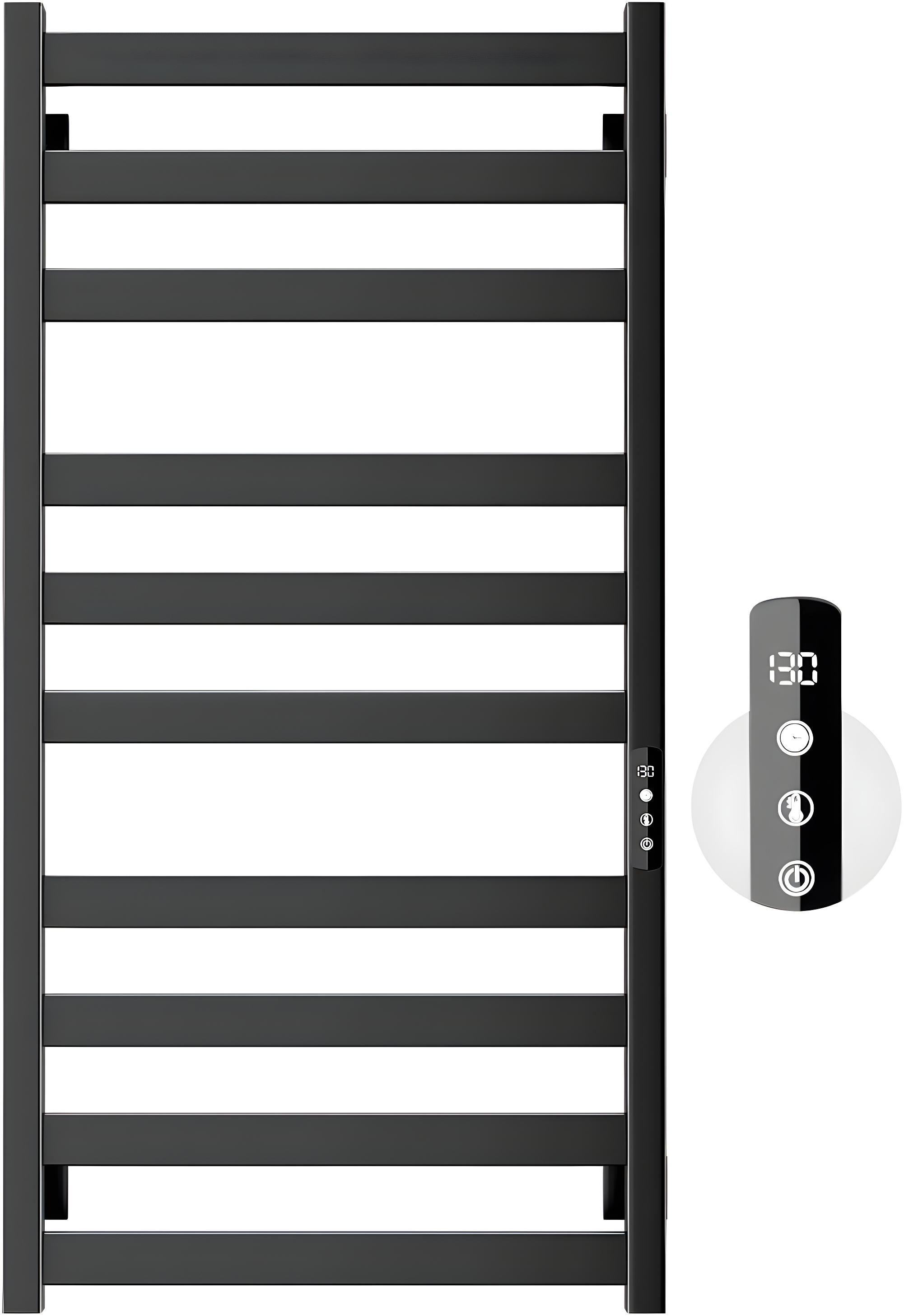 Towel Warmer,Stainless Steel Towel Warmer Rack for Bathroom -10 Bars Wall Mounted Towel Heater with Intelligent Touch Screen Timer, Hard Wired/Plug-in, Black