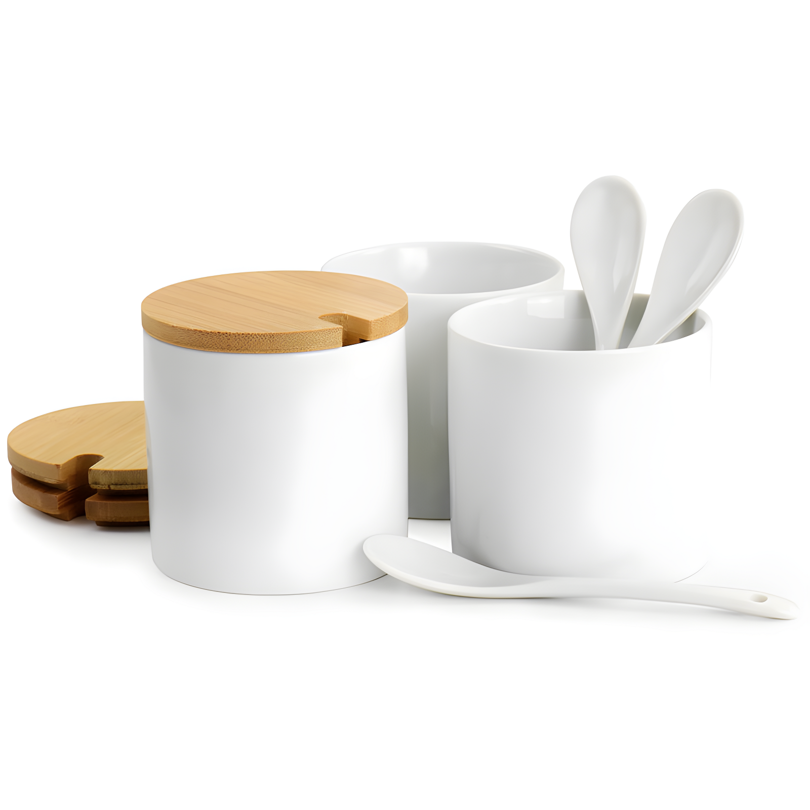 Gibson Elite Gibson Elite Gracious Dining 10 Piece Fine Ceramic Condiment Jars Serving Set In White