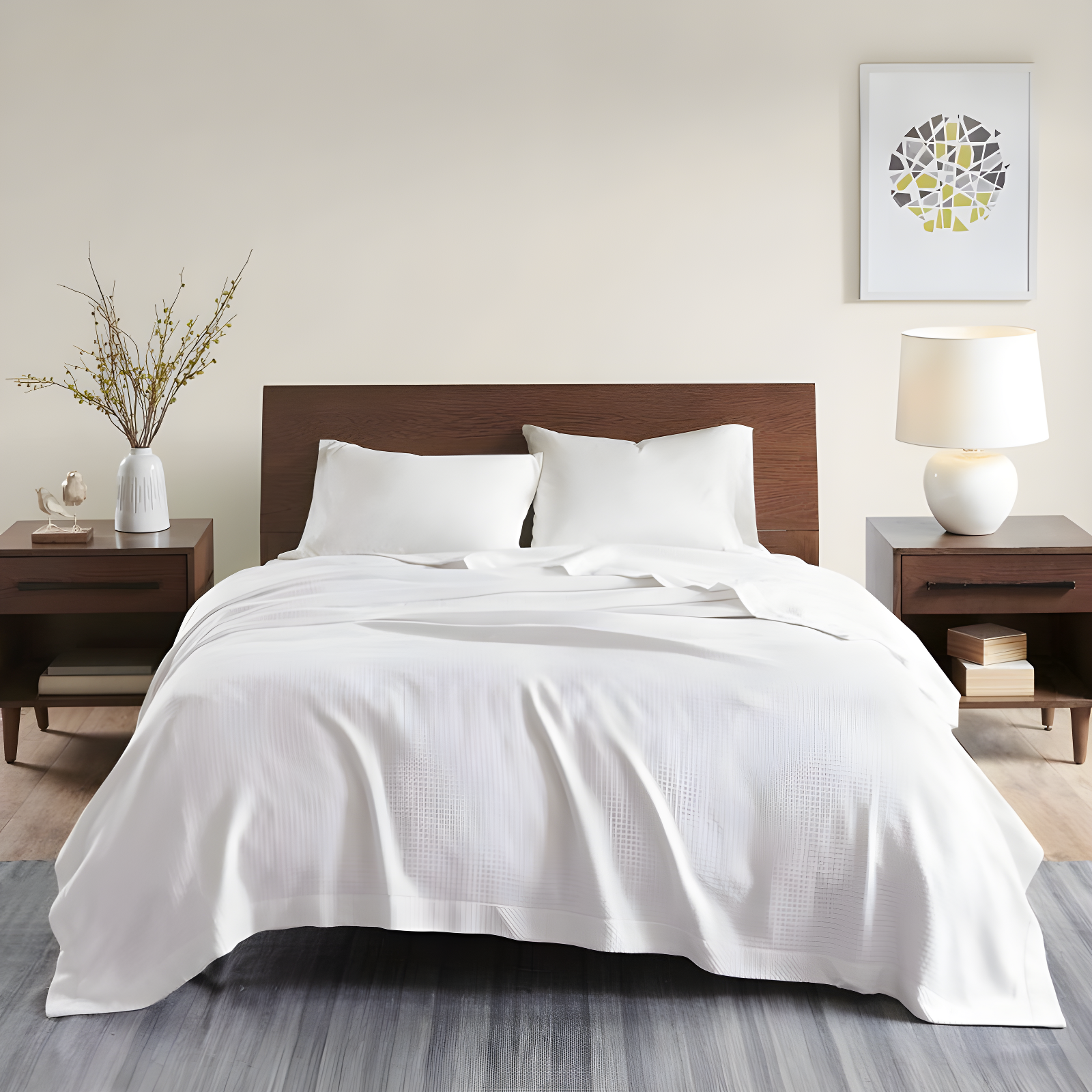 Full/Queen Textured Cotton Blanket White: Madison Park, Waffle Weave, Machine Washable, No Fill