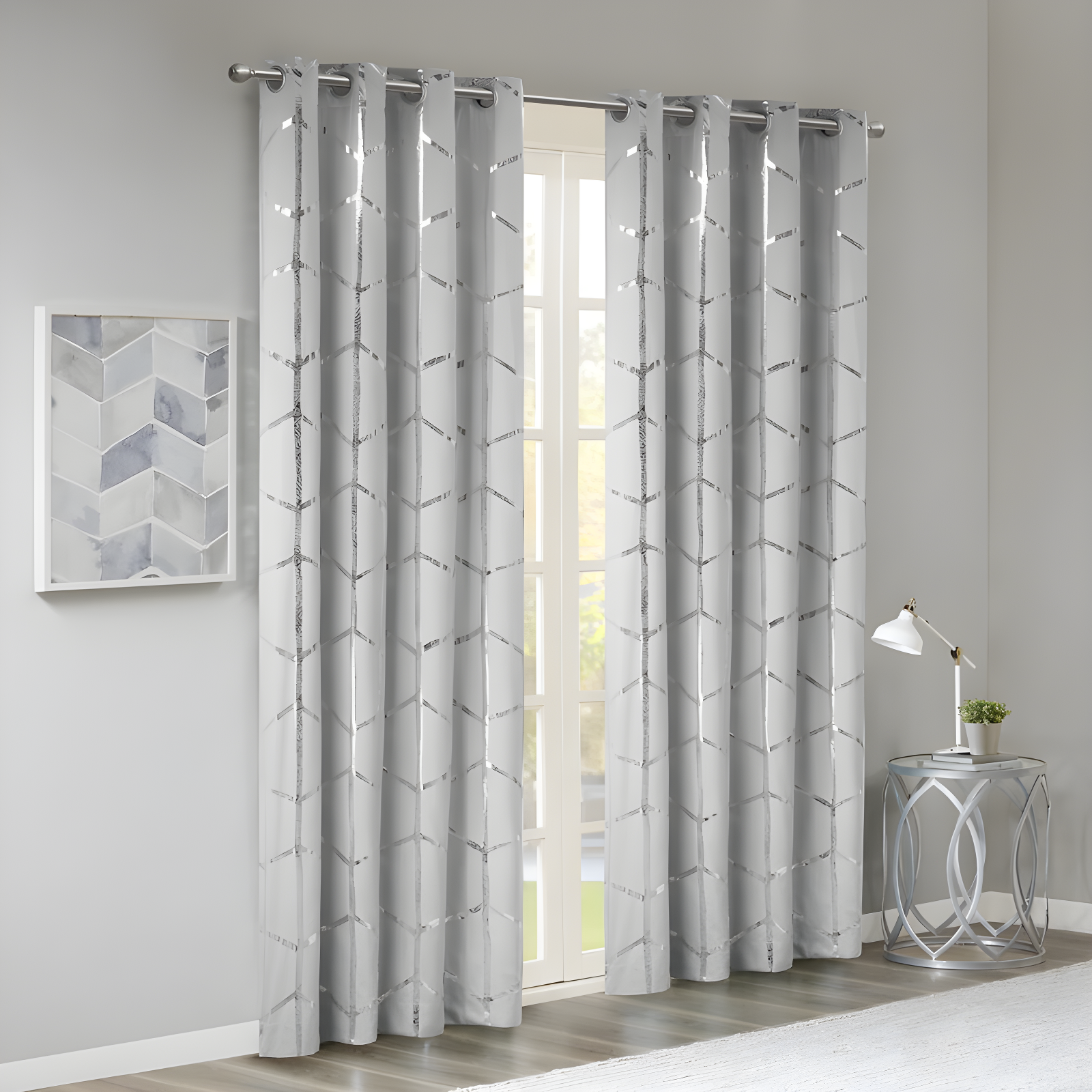 Intelligent Design Raina Geometric Total Blackout Grommet Single Curtain Panel
