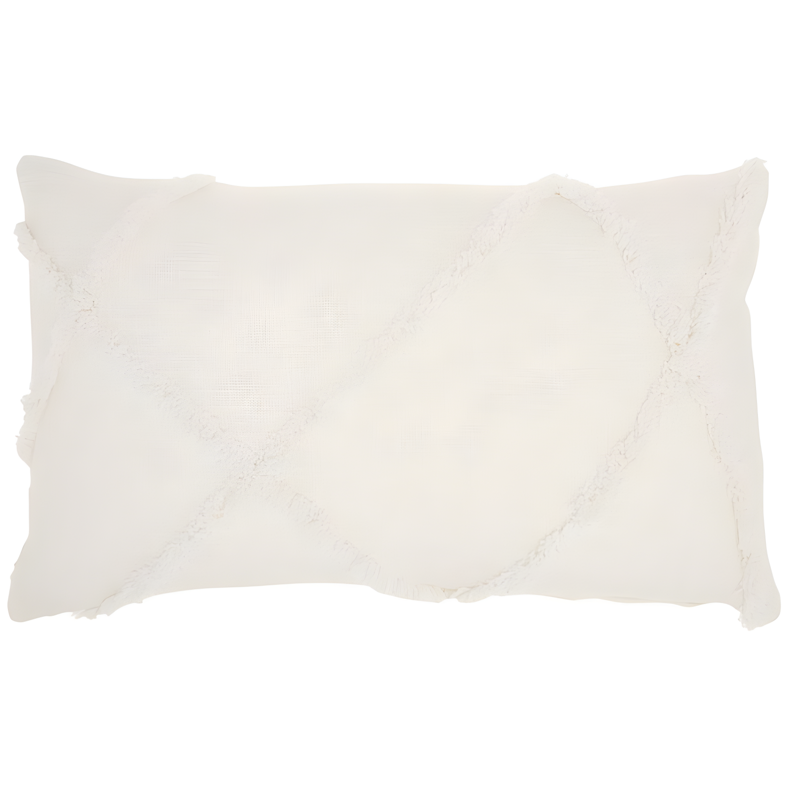 14"x24" Oversized Distressed Diamond Lumbar Throw Pillow White - Mina Victory: Cotton Fabric, Indoor Use, Zippered