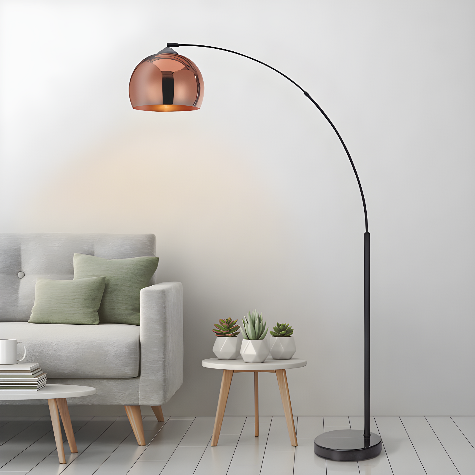 Wrought Studio™ Perlis 66.93" Arc Floor Lamp with Solid Marble Base