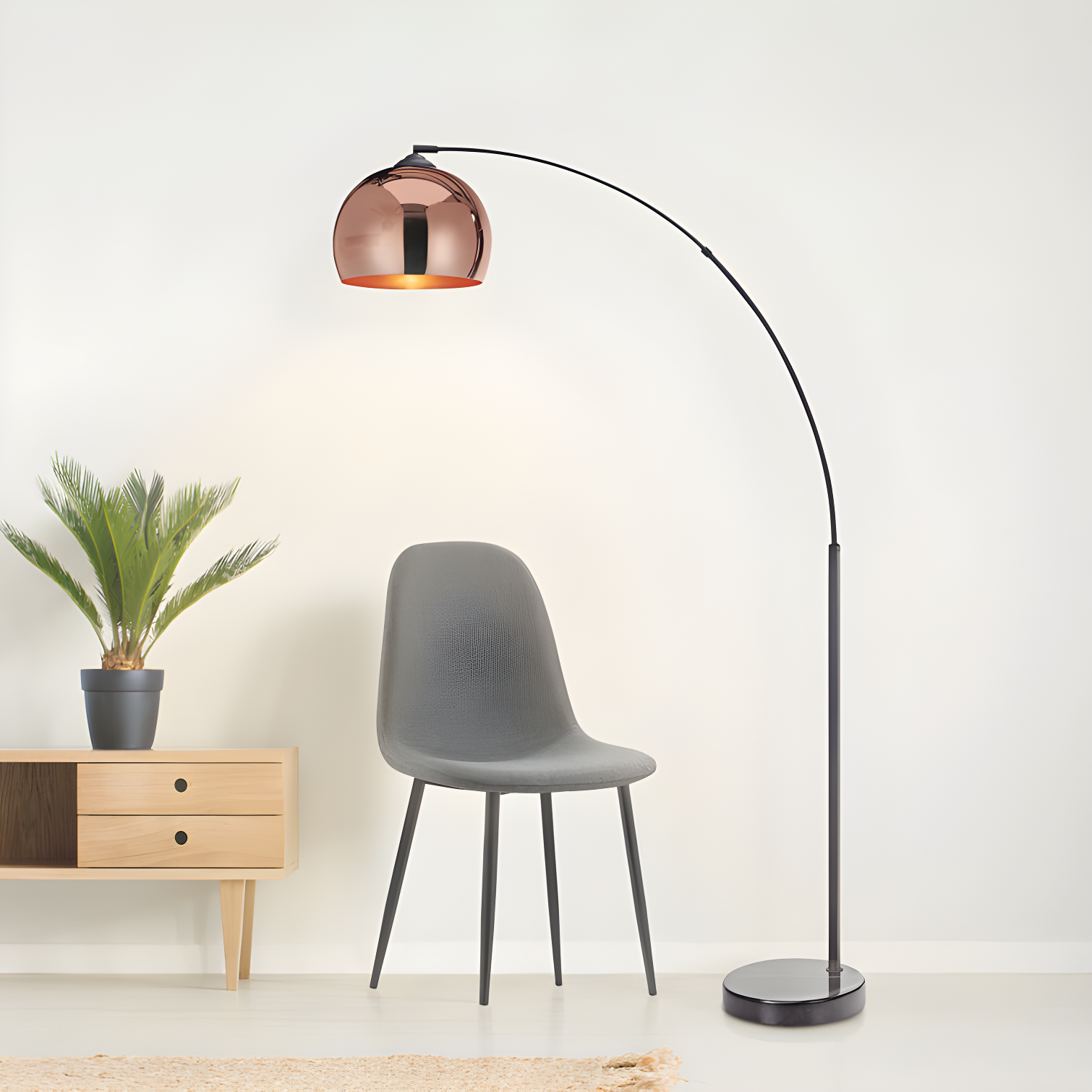 Wrought Studio™ Perlis 66.93" Arc Floor Lamp with Solid Marble Base
