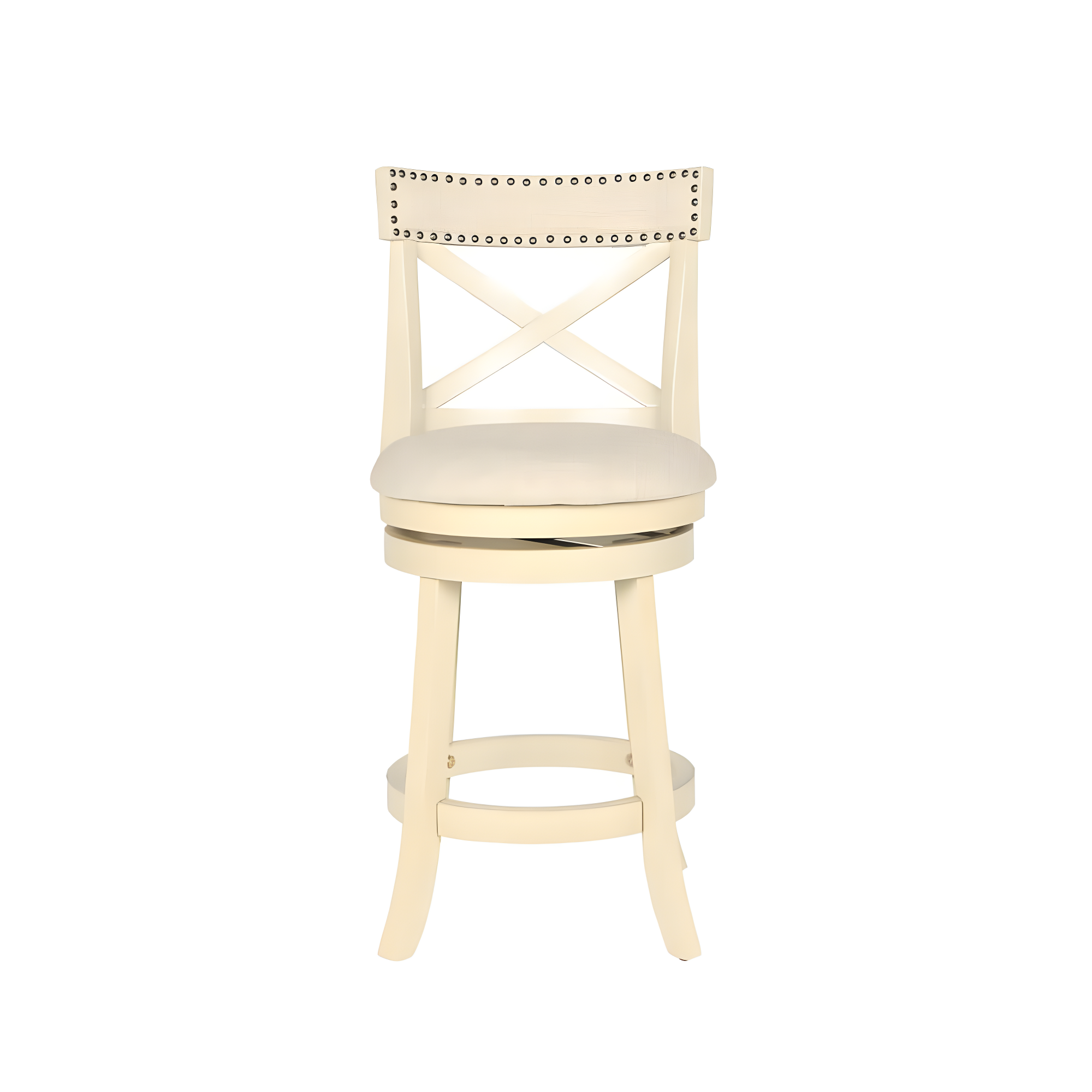 New Classic Furniture York 24" Wood Counter Stool with Fabric Seat in Ant White