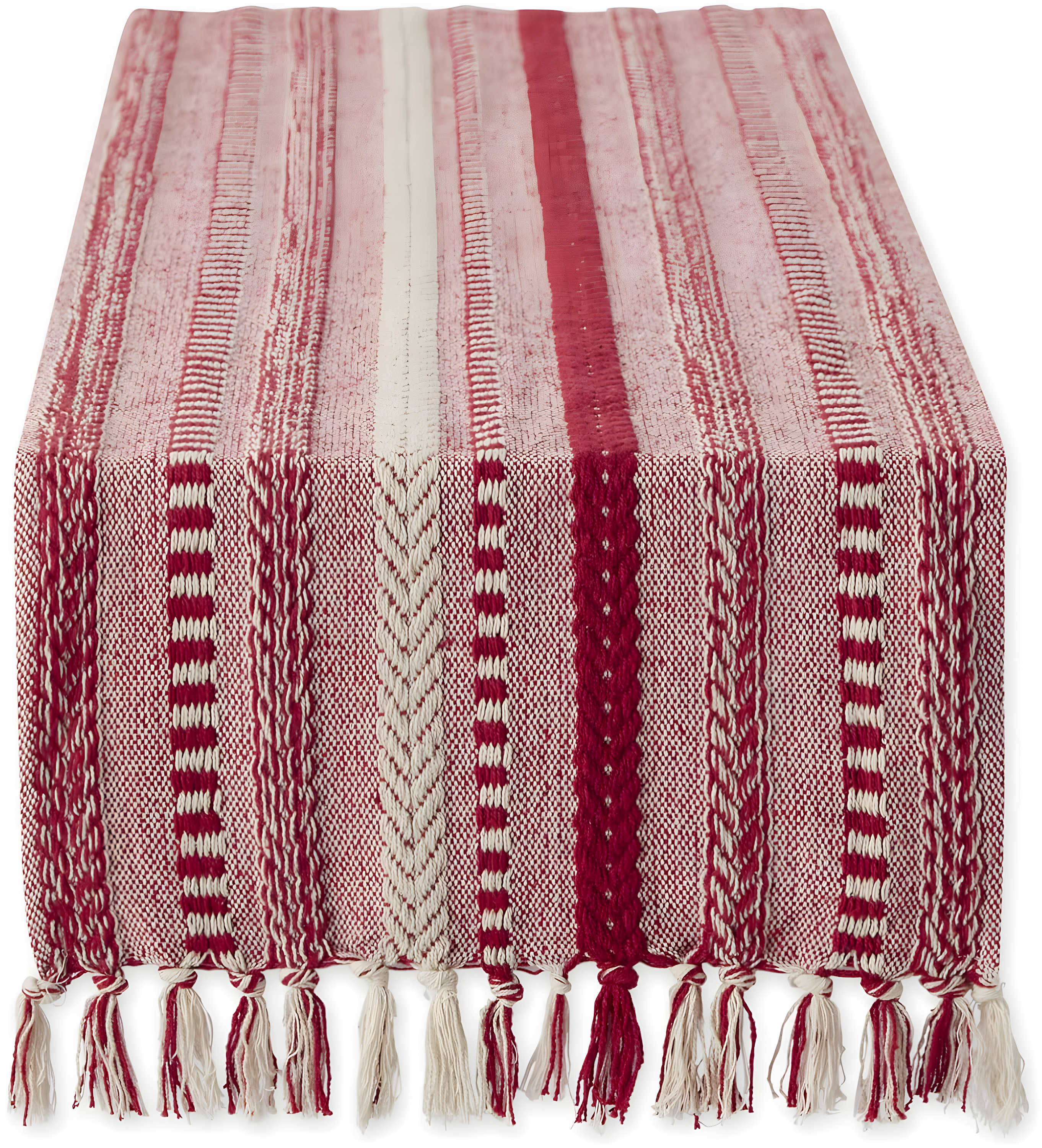 DII Wine Braided Stripe Table Runner 15x108