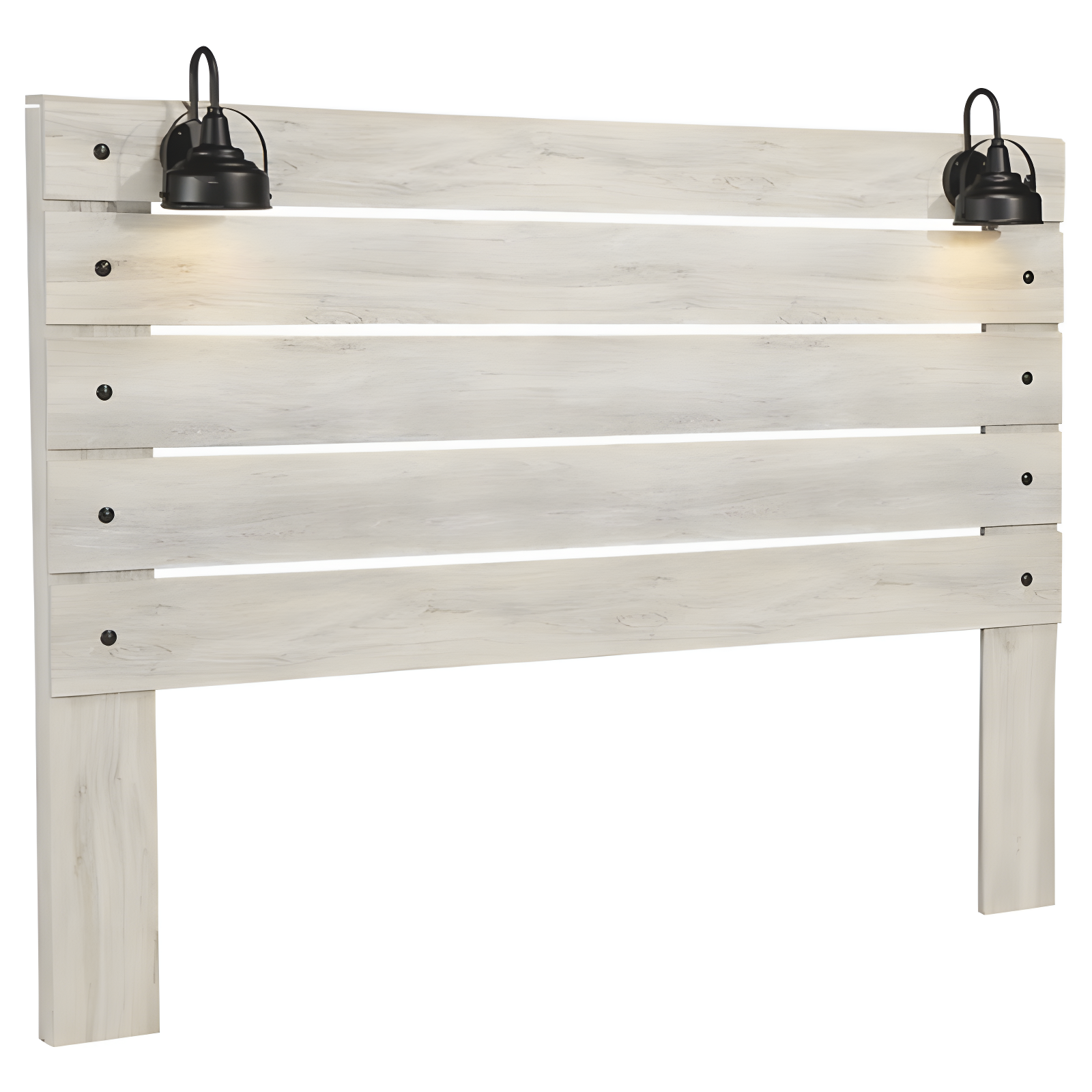 Signature Design by Ashley King Cambeck Panel Headboard White: Traditional Style, Laminated Finish, USB Port