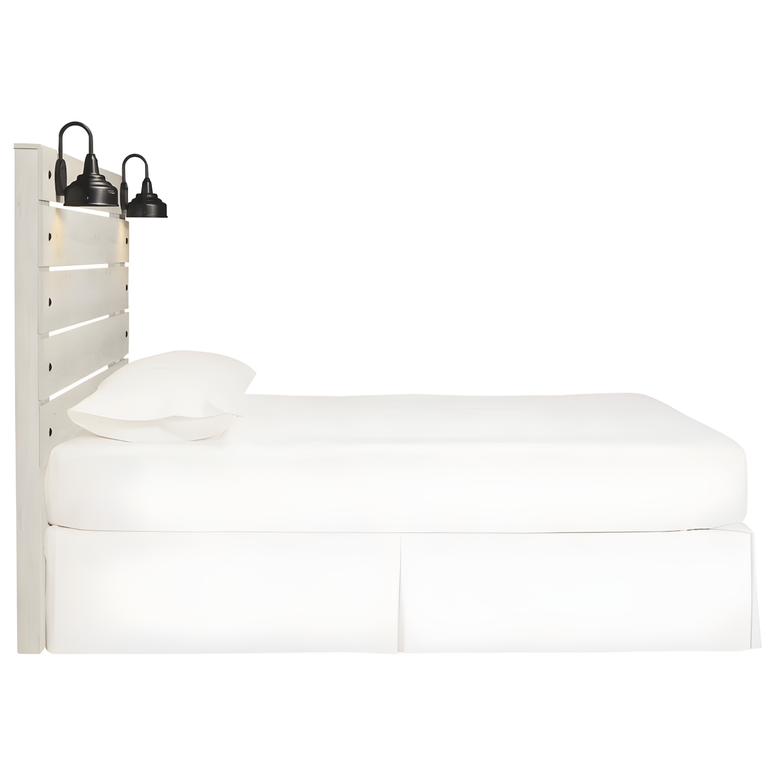 Signature Design by Ashley King Cambeck Panel Headboard White: Traditional Style, Laminated Finish, USB Port