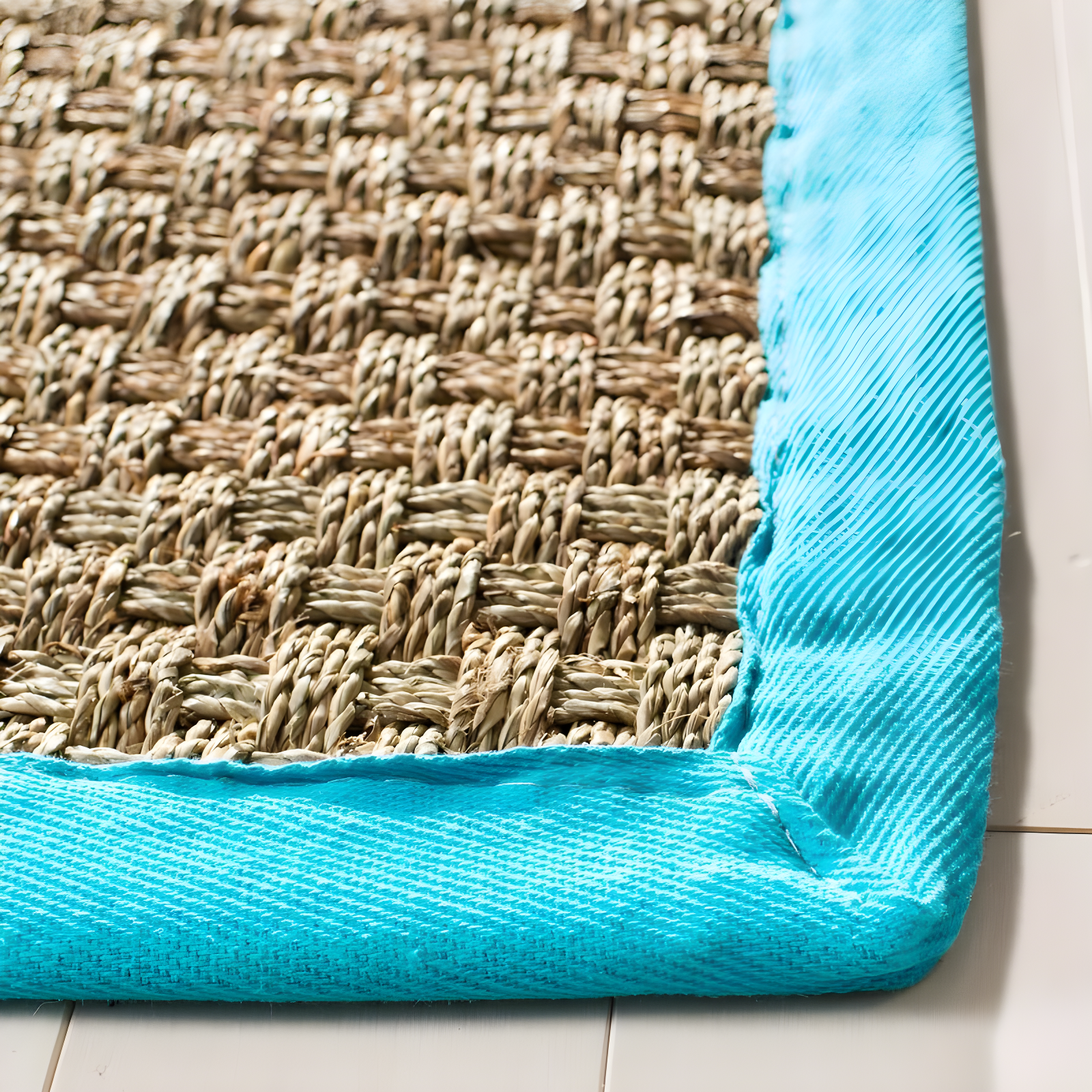 Natural Fiber NF114 Power Loomed Indoor Accent Rug - Natural/Turquoise - 3'x5' - Safavieh.