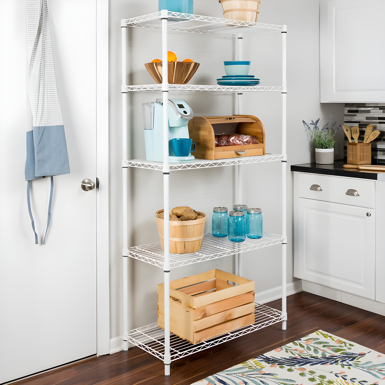 Honey Can Do 5-Tier Metal Height-Adjustable Shelving Unit (36" W X 72" H x 16" D)