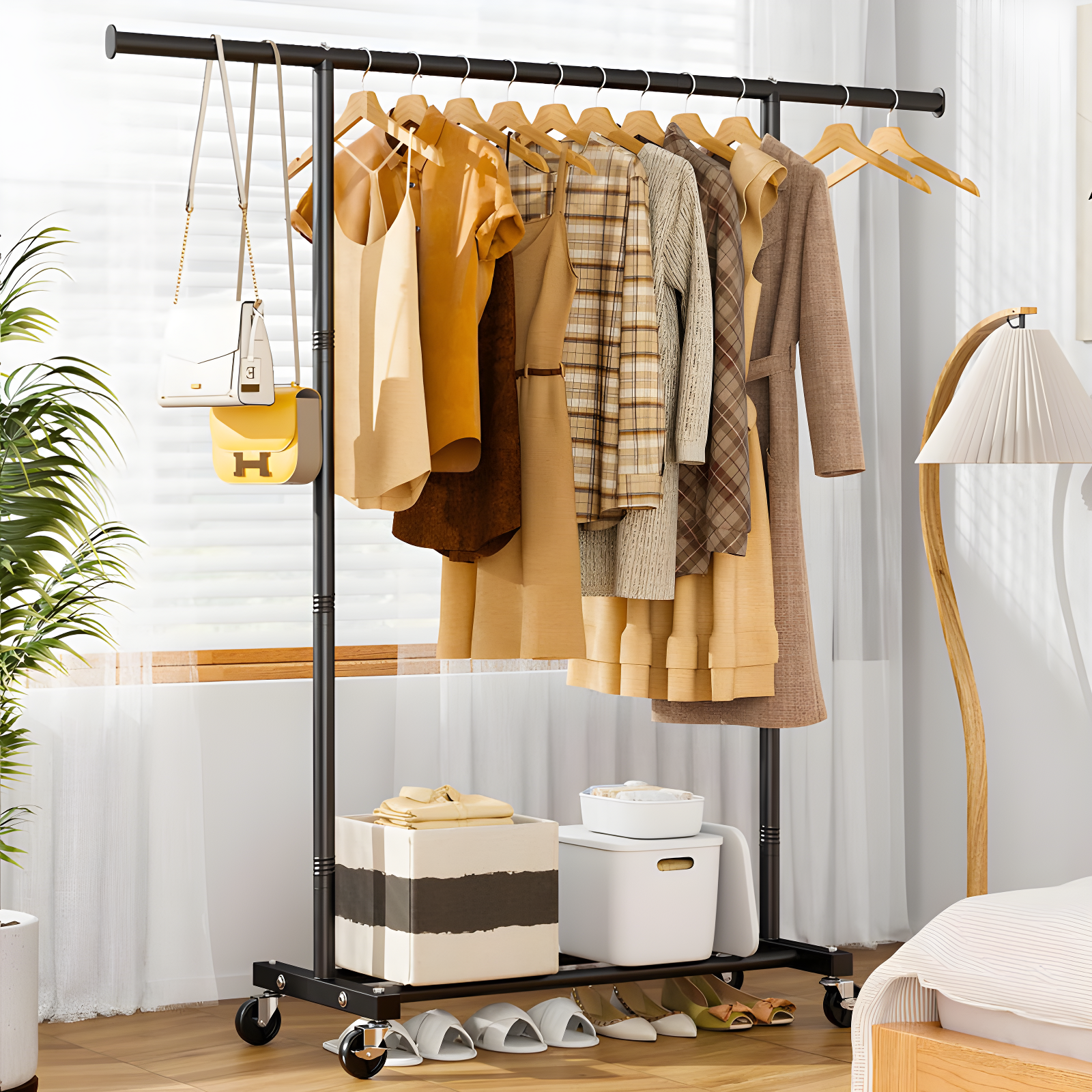 Rebrilliant Standing Rolling Clothing Rack | Wayfair