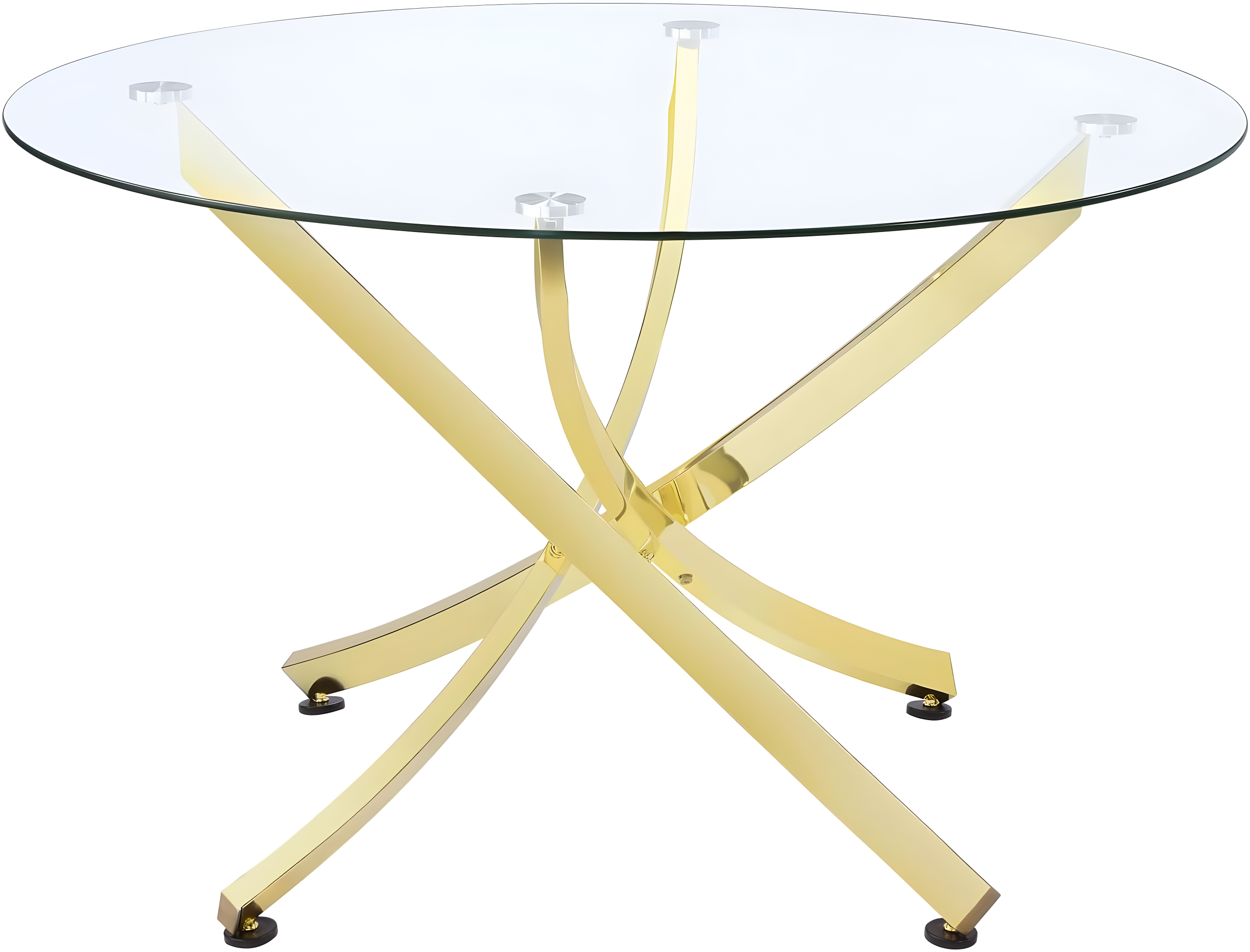 Beckham Round Dining Table Brass and Clear