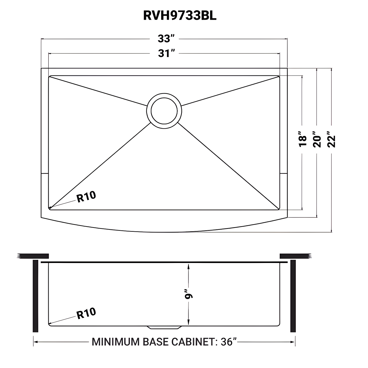 Ruvati 33-inch Apron-Front Farmhouse Kitchen Sink -Stainless Steel