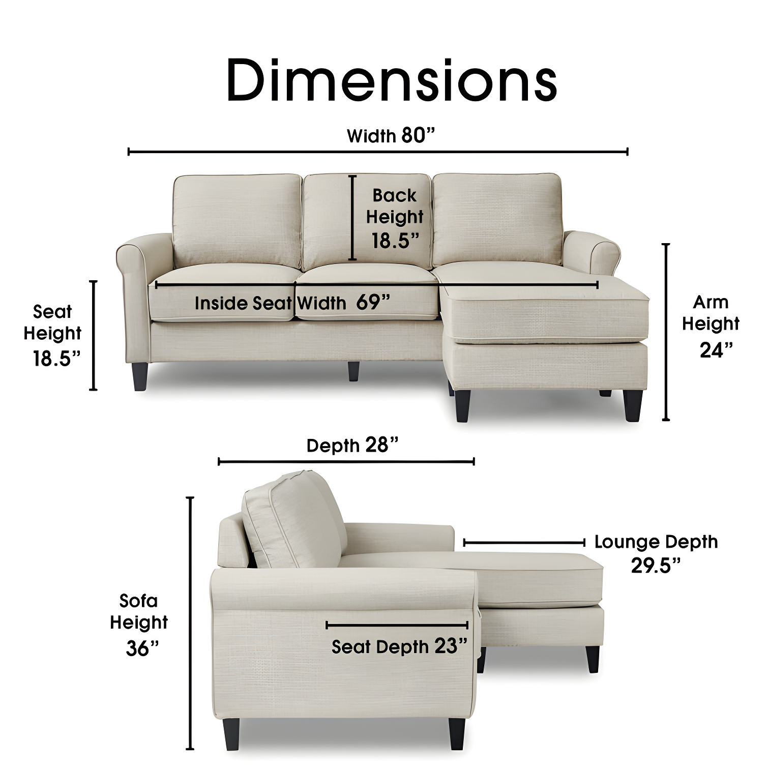 Serta Harmon Upholstered Reversible Sectional Sofa and Chaise
