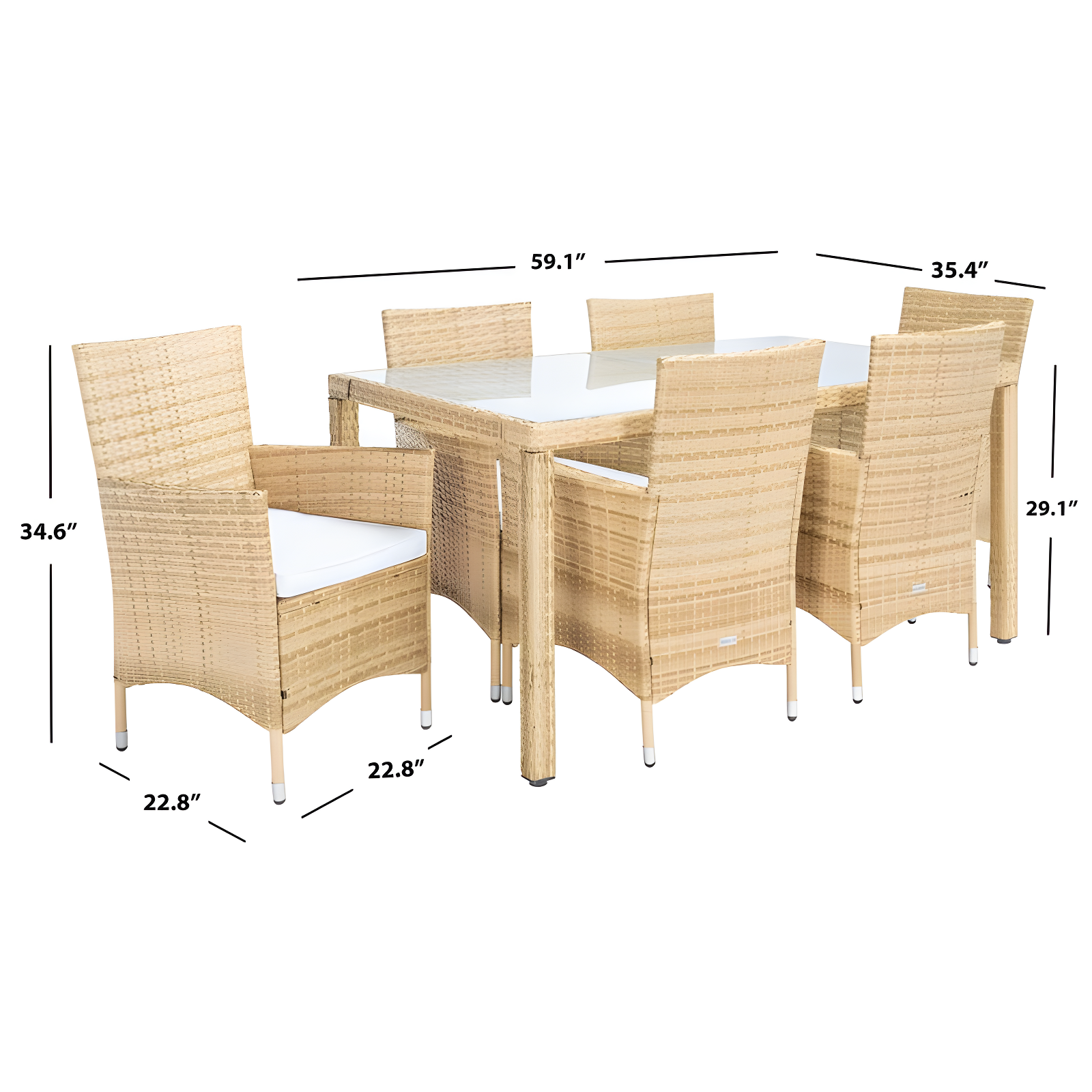 Daxin 6 - Person Rectangular Outdoor Dining Set
