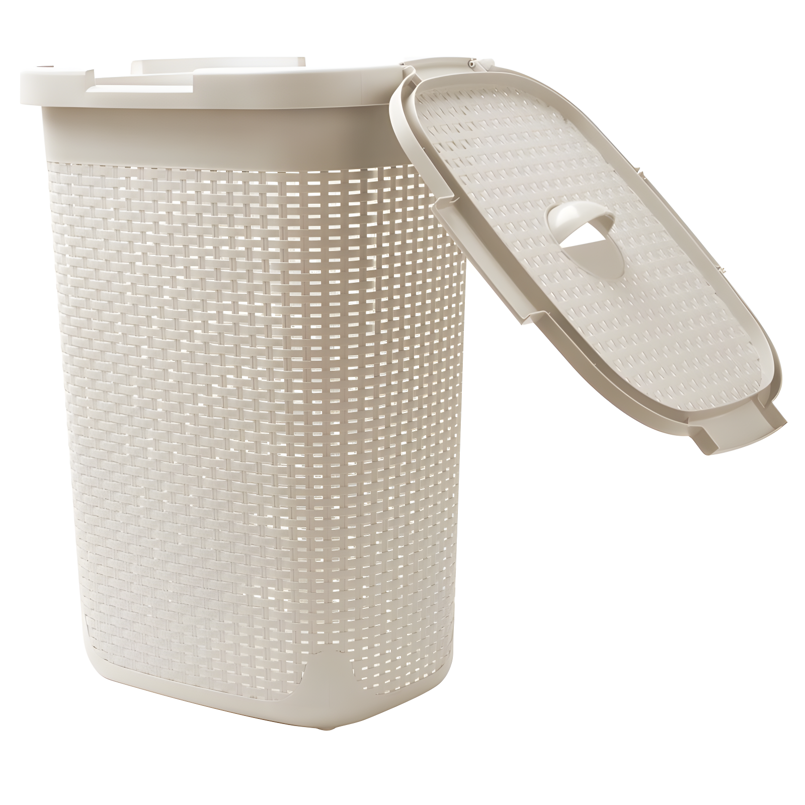 Mind Reader Mind Reader 50L Slim Laundry Hamper, Clothes Basket, Lid, Wicker Design, Plastic