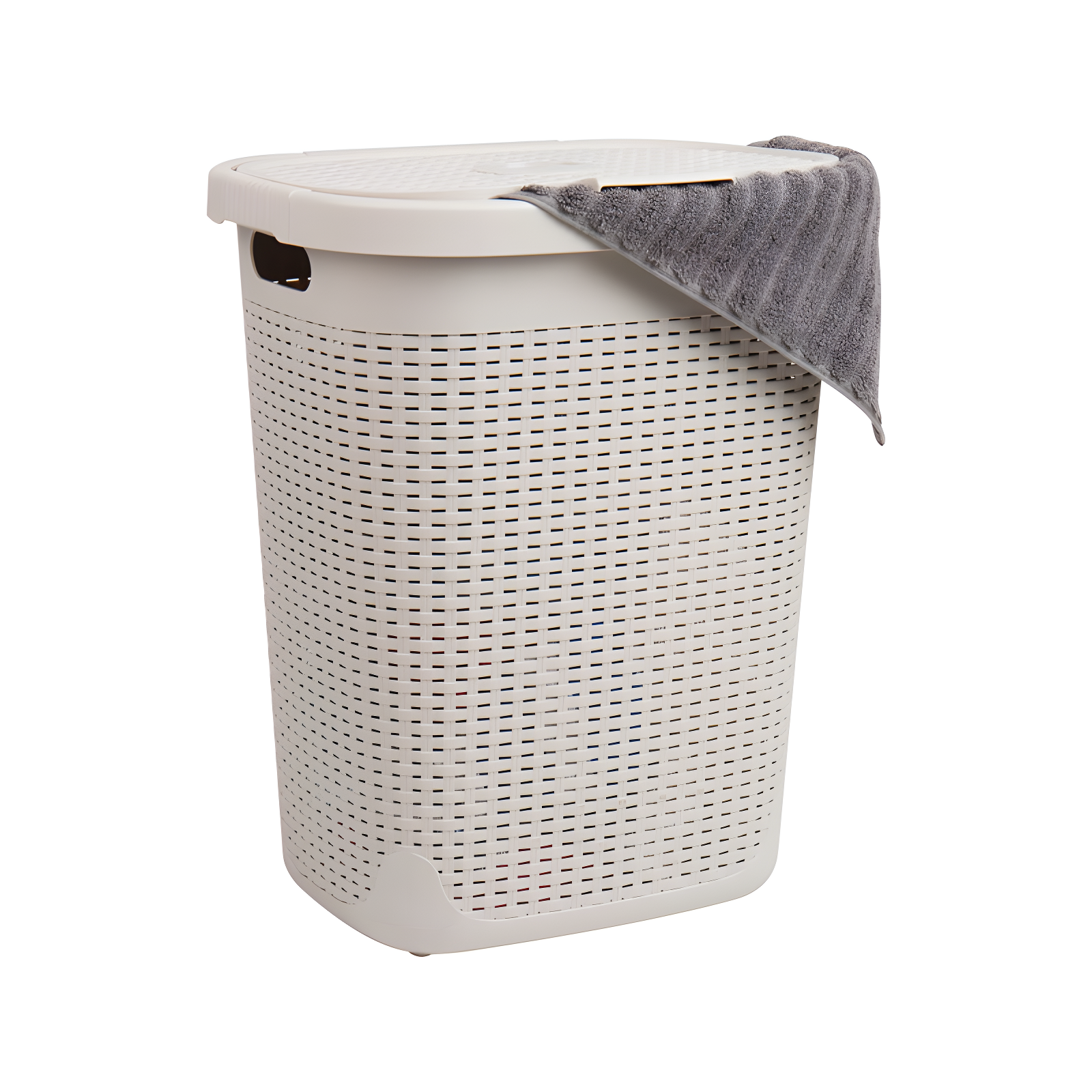 Mind Reader Mind Reader 50L Slim Laundry Hamper, Clothes Basket, Lid, Wicker Design, Plastic