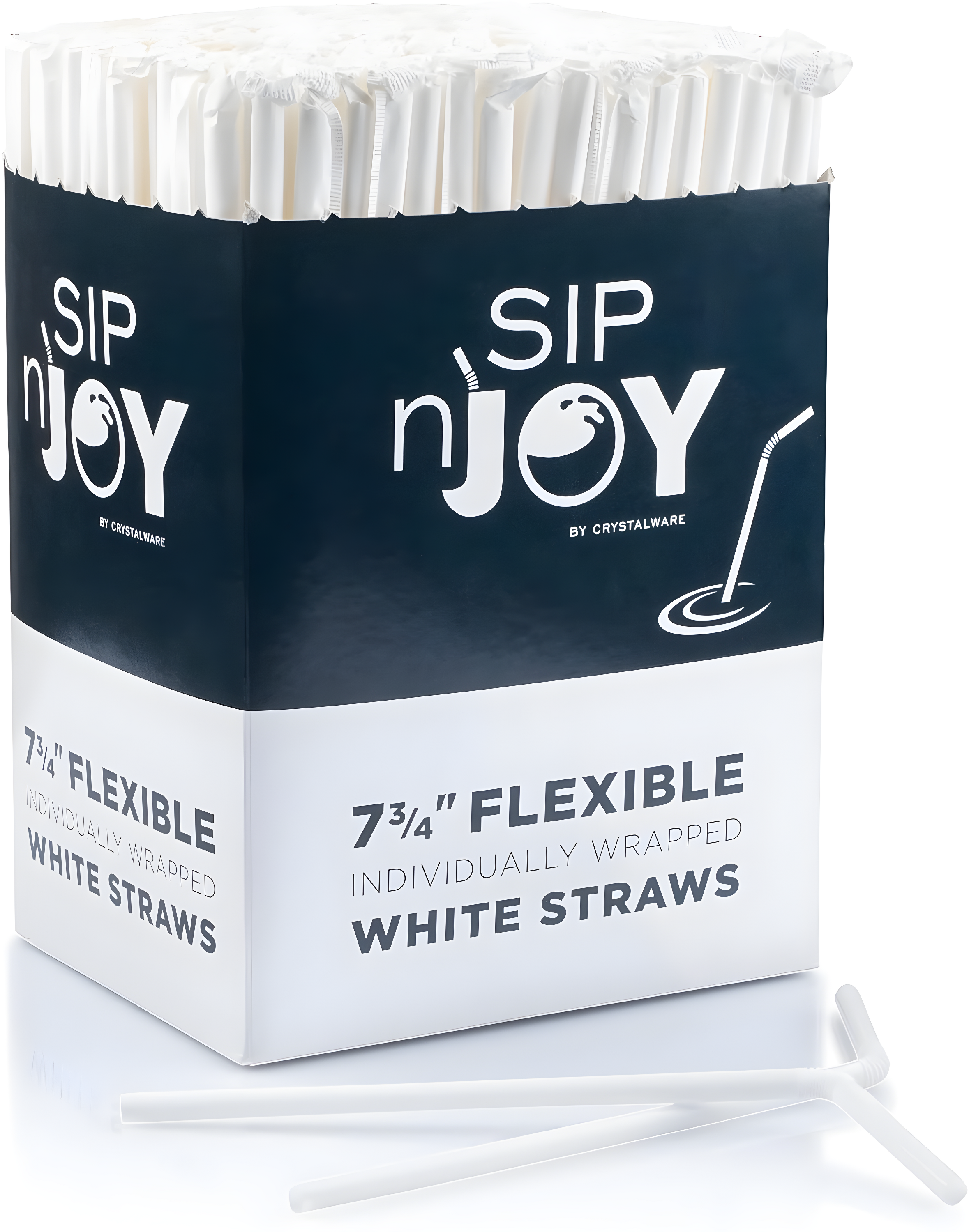 CrystalWare 7.75” Flexible Wrapped Straws 400 Per Pack - White