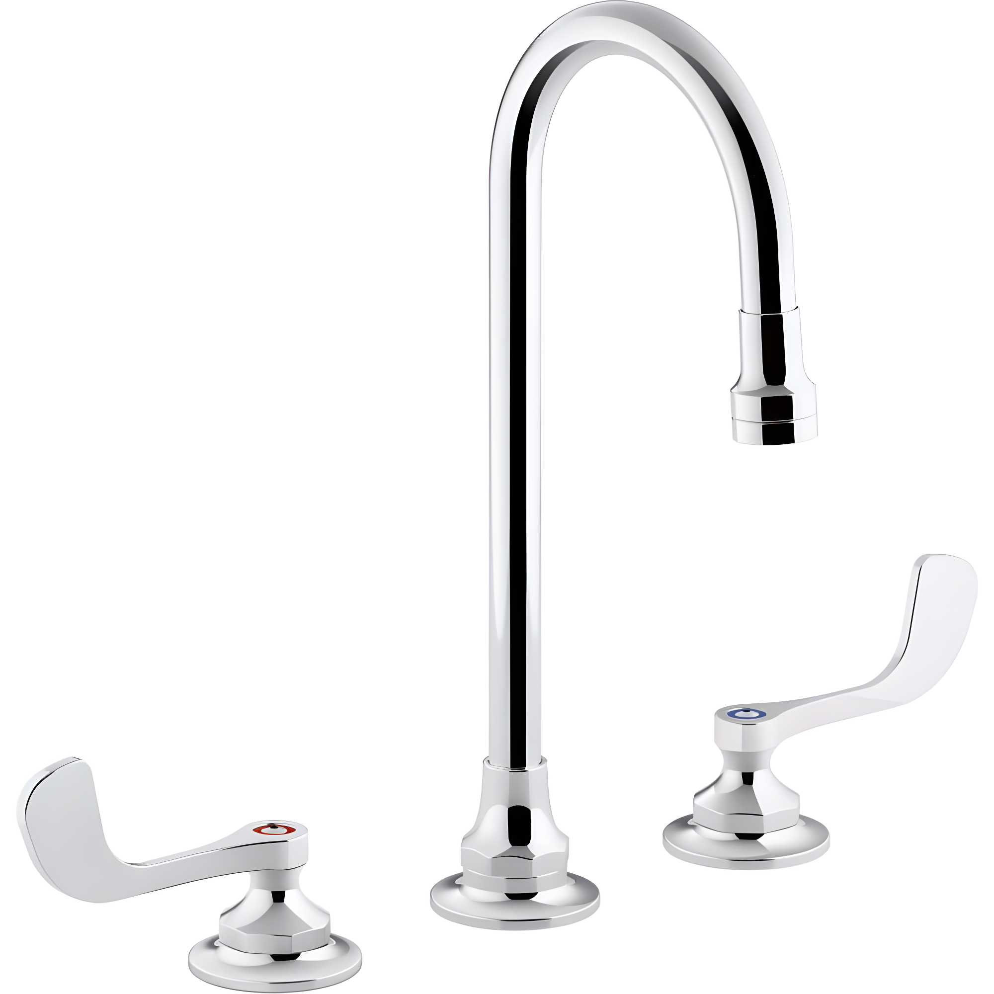 Triton Bowe 0.5 GPM Widespread Bathroom Sink Faucet with Laminar Flow, Gooseneck Spout and Wristblade Handles, Drain Not Included
