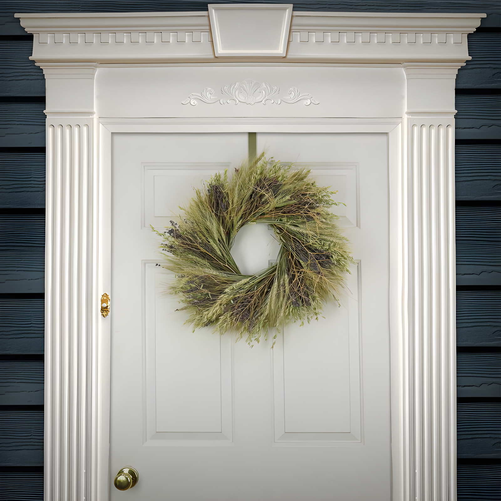 22" Artificial Wheat Stalks Spring Wreath with Lavender and Leafy Greens - National Tree Company