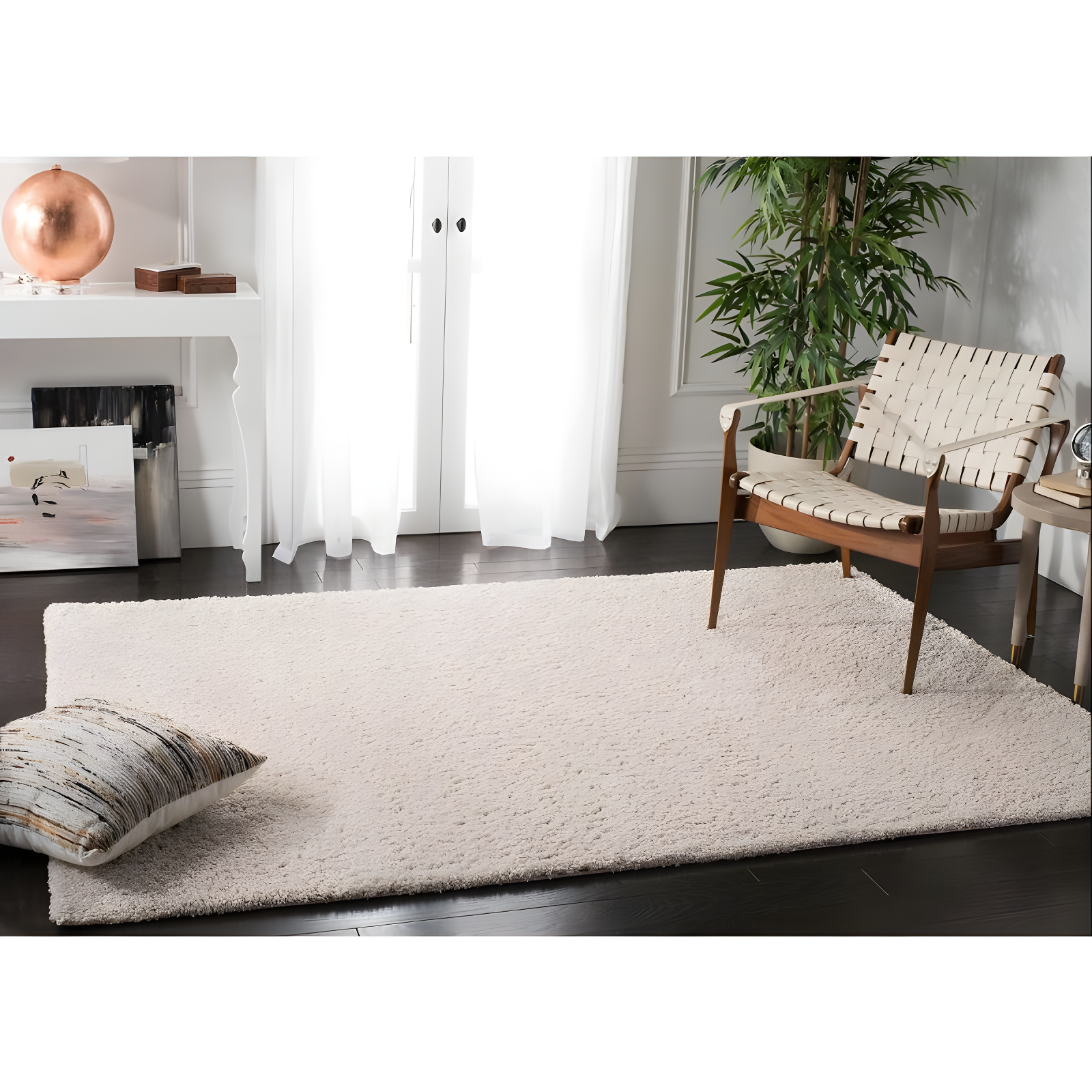 August Shag 900 AUG900 Power Loomed Indoor Area Rug - Beige - 4'x6' - Safavieh