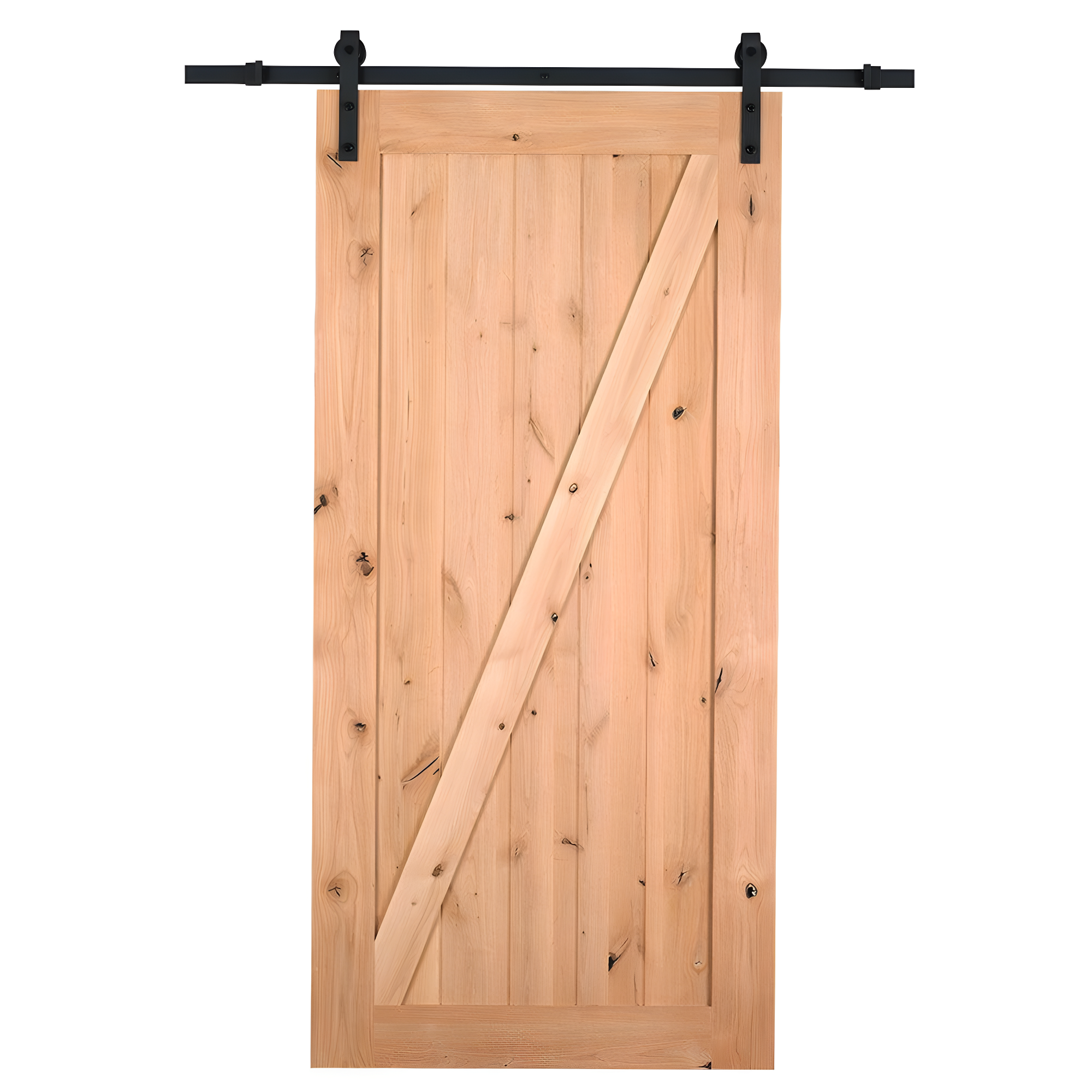Rustic Canadian Hemlock 84" Unfinished Barn Door Kit with Black Hardware
