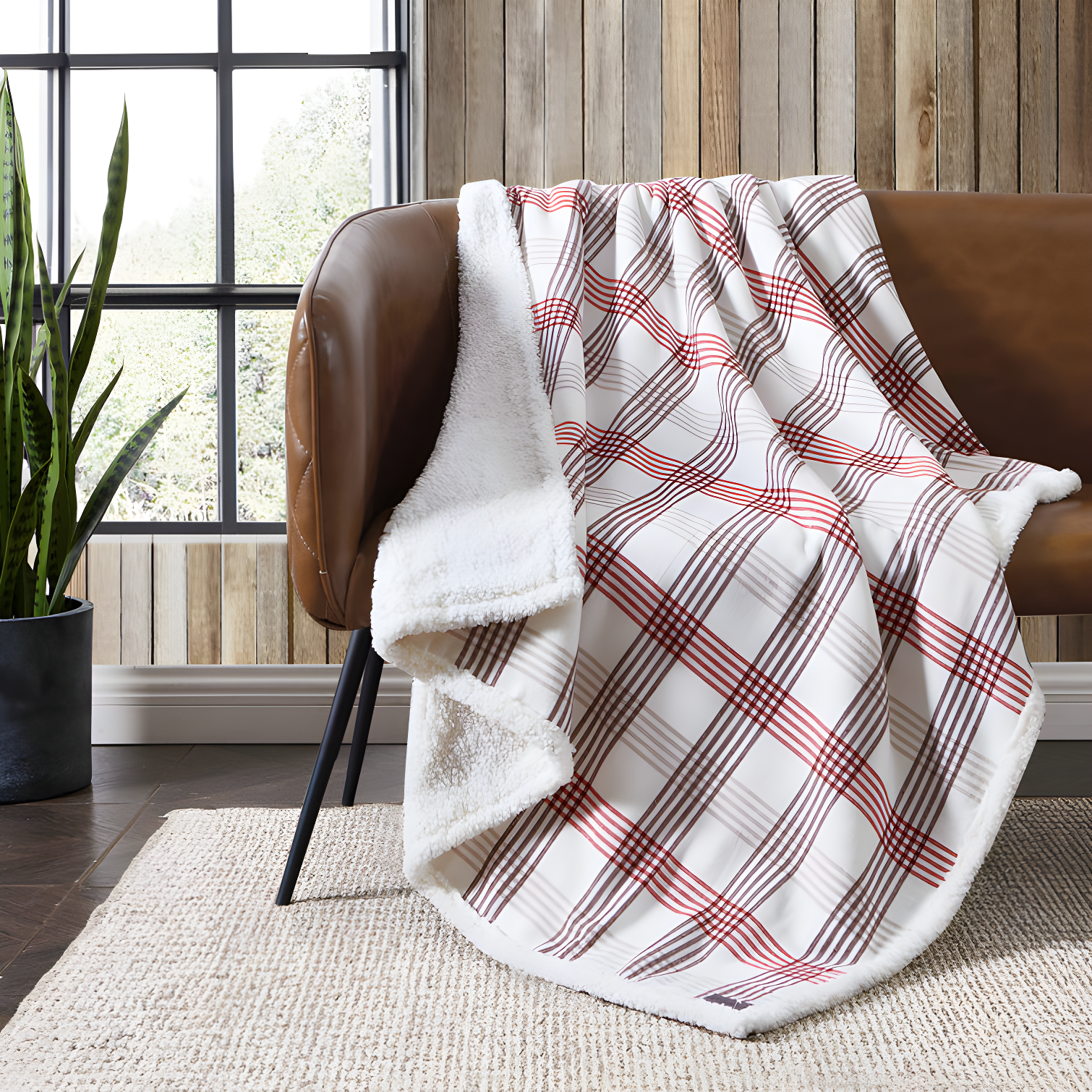 Eddie Bauer Eddie Bauer Printed Flannel/Sherpa Throw Blankets