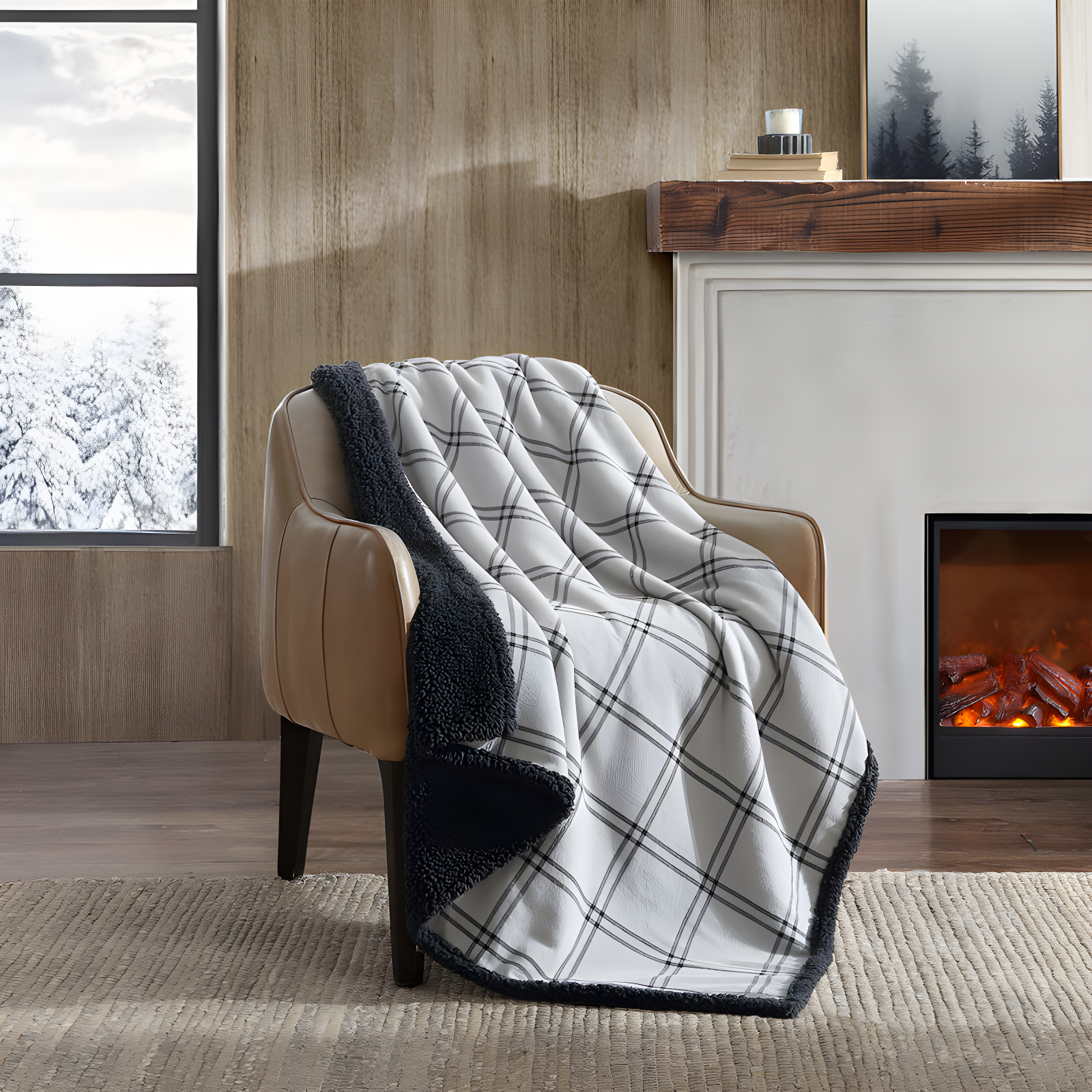 Eddie Bauer Eddie Bauer Printed Flannel/Sherpa Throw Blankets