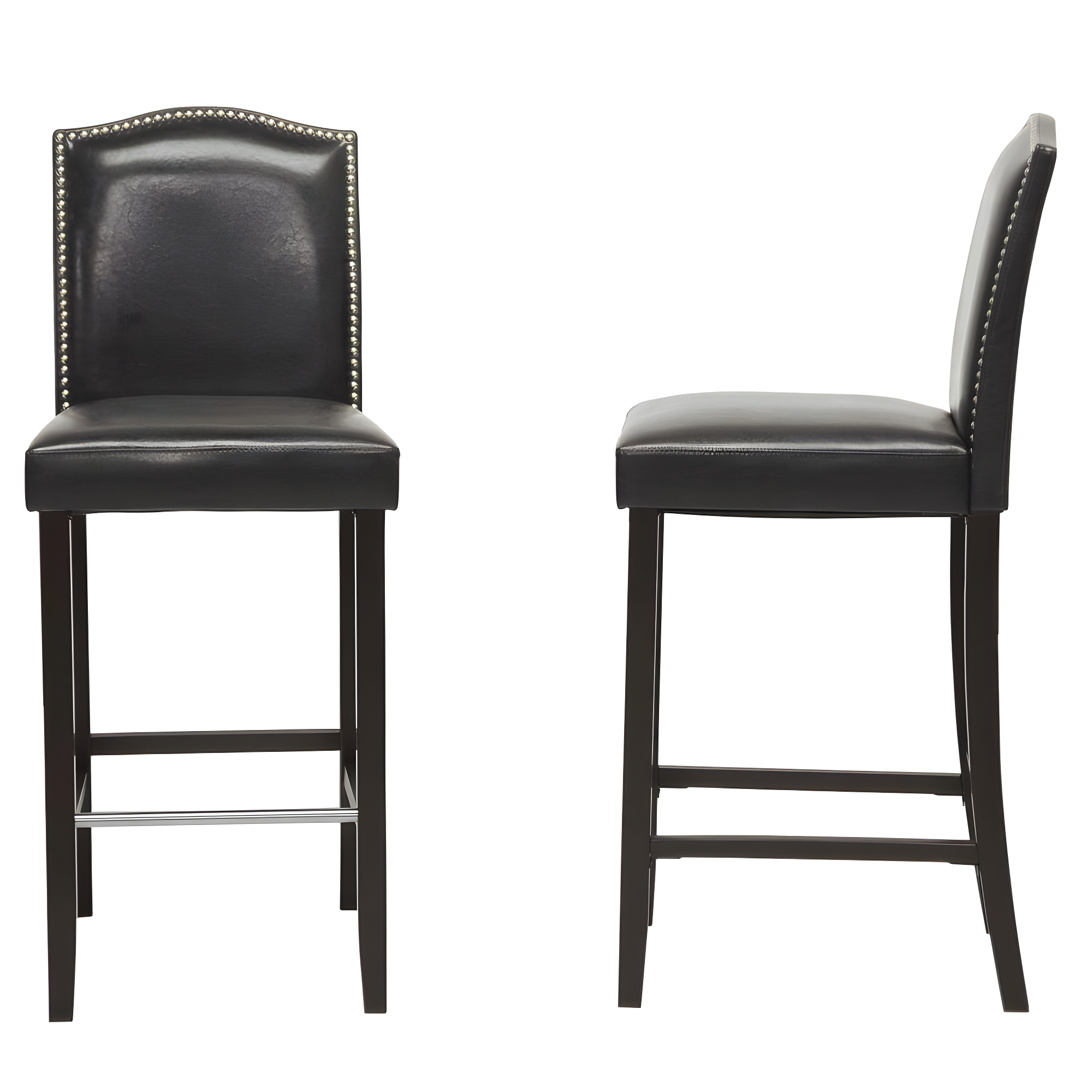Libra 22" Black Faux Leather Modern Bar Stool with Wooden Frame