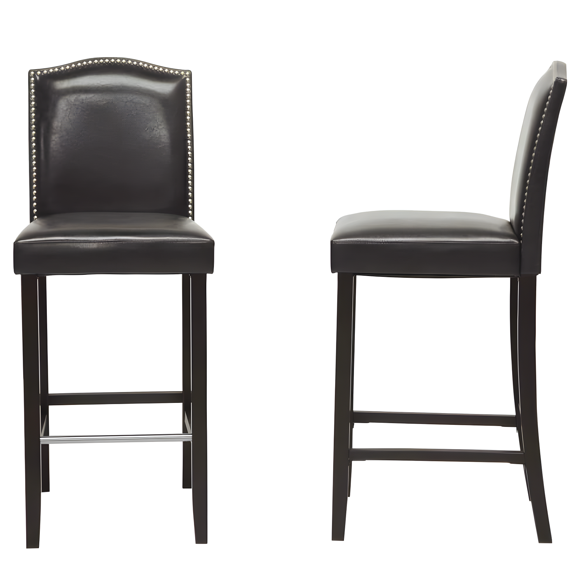 Libra 22" Black Faux Leather Modern Bar Stool with Wooden Frame