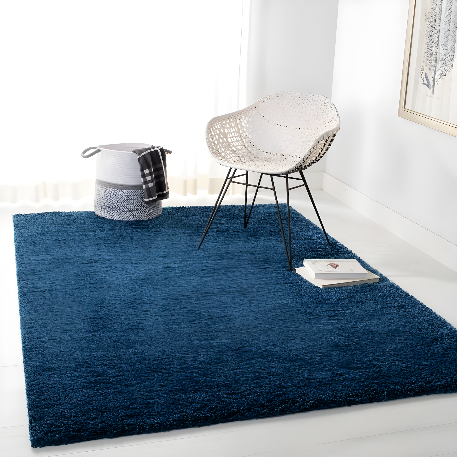August Shag 900 AUG900 Power Loomed Indoor Accent Rug - Navy - 3'x5' - Safavieh