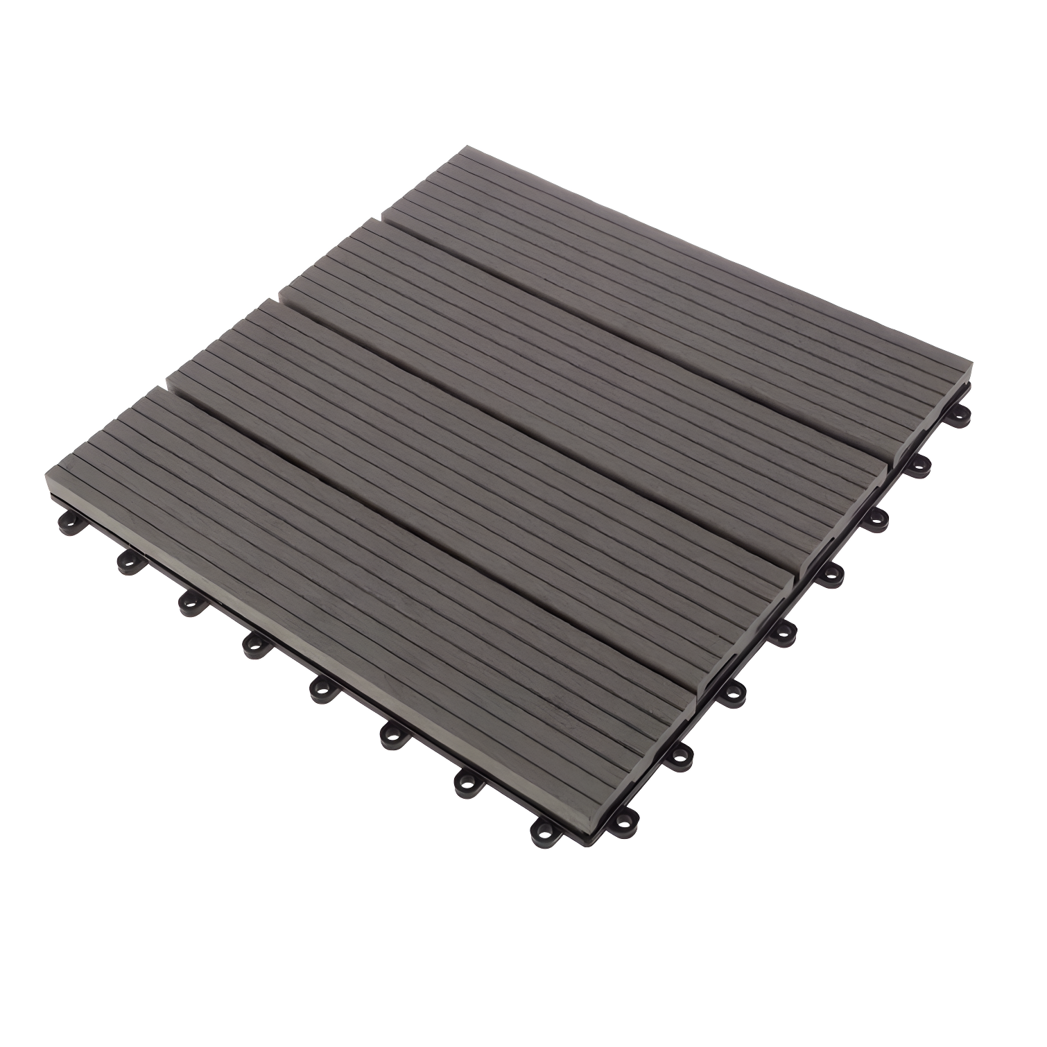 Deck Tiles - 6-Pack Wood Plastic Composite Interlocking Patio Tiles - 5.8SQFT Outdoor Flooring for Balcony, Porch, and Garage by Pure Garden