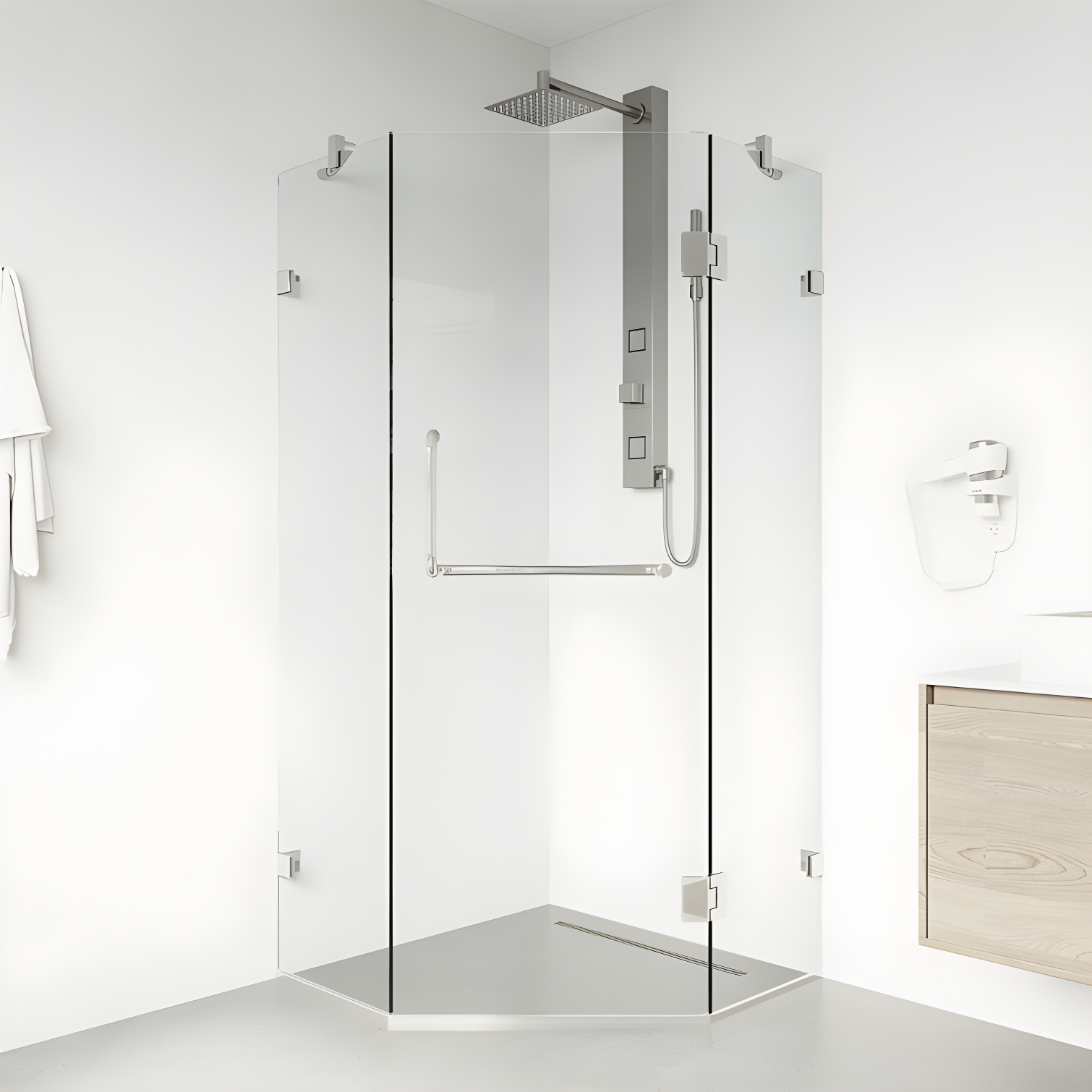 VIGO Piedmont 34" W x 34" D x 73" H Hinged Frameless Shower Enclosure with 3/8  Clear Glass VG6062CHCL36