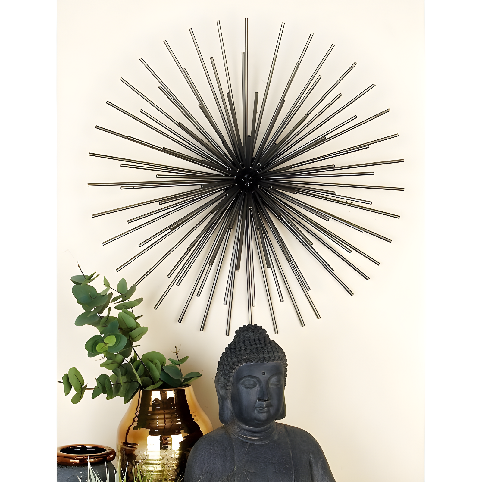 Set of 3 Metal Starburst 3D Wall Decors Black - Olivia & May: Contemporary Iron Artwork, Vertical Display