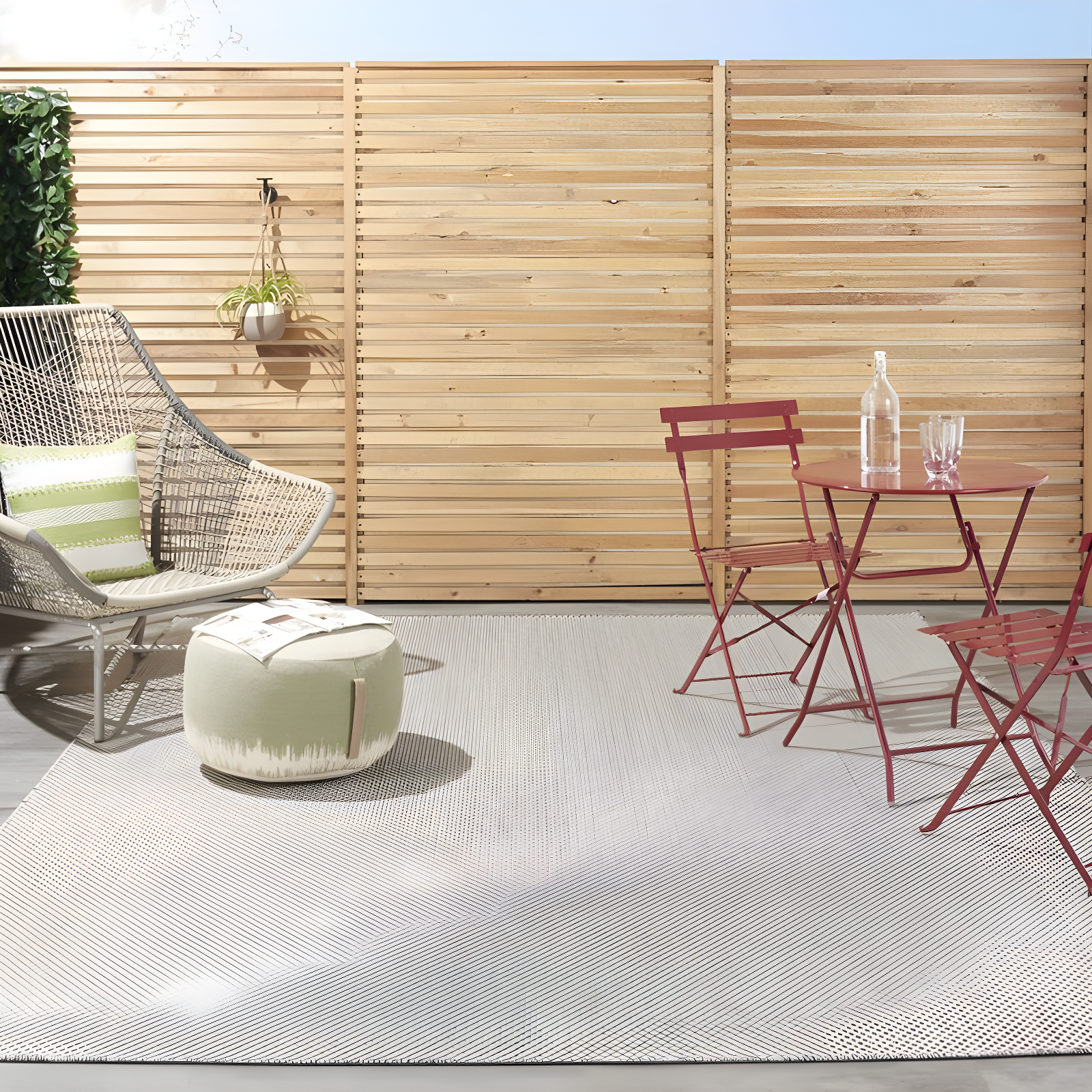 Nourison Courtyard 9' x 12' Ivory Charcoal All-over design Indoor/Outdoor Rug