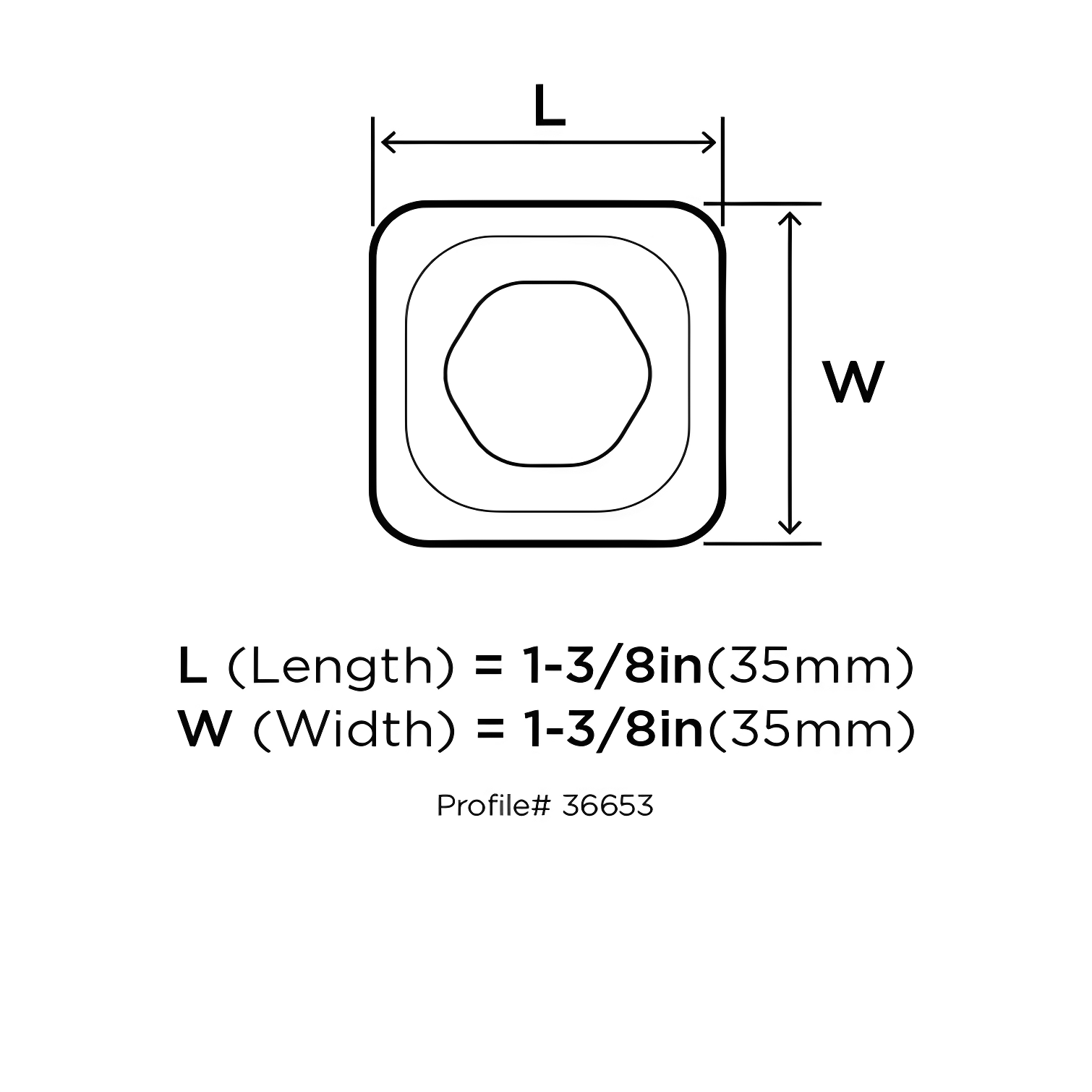 Glacio 1 3/8" Length Square Knob