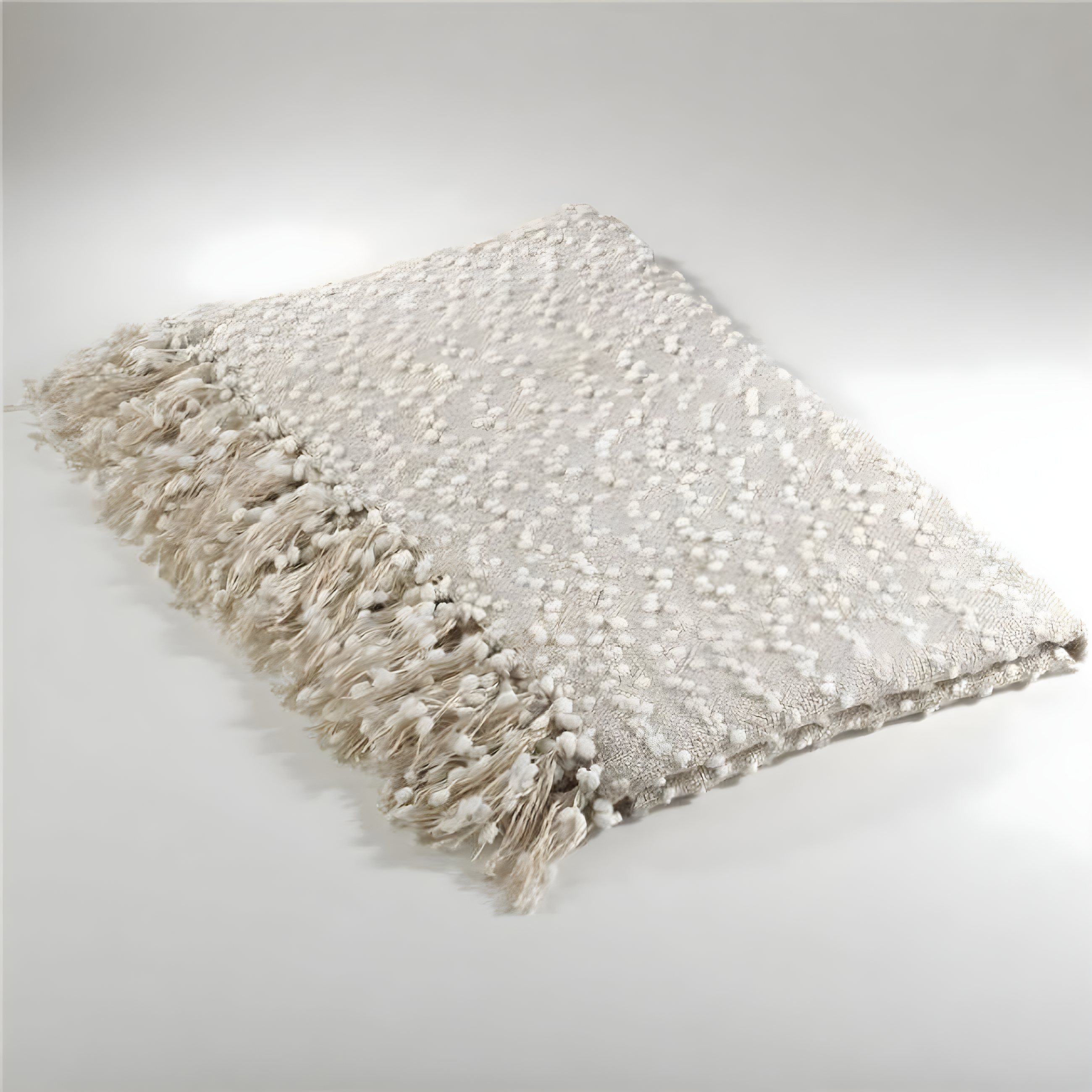 50"x60" Petite Pom-Pom Design Throw Blanket White - Saro Lifestyle: Acrylic & Polyester, Mesh Construction, Dry Clean