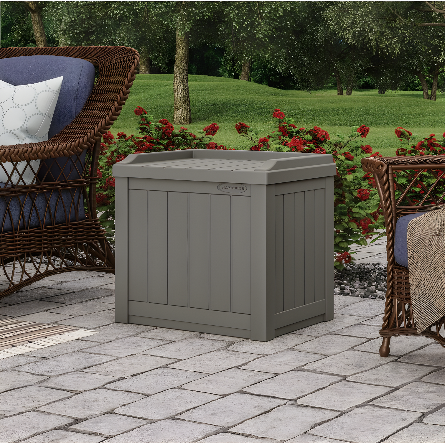 Suncast 22'' W 22 Gallons Water Resistant Resin Deck Box in Gray