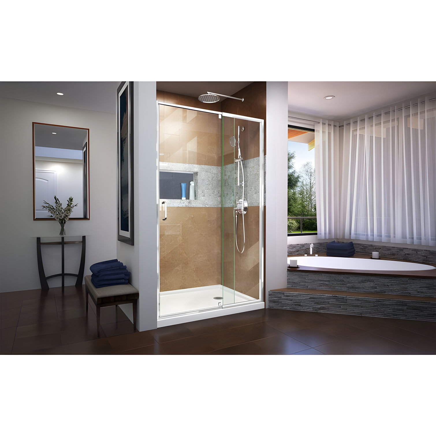 Flex 38" W x 72" H Pivot Semi-Frameless Shower Door