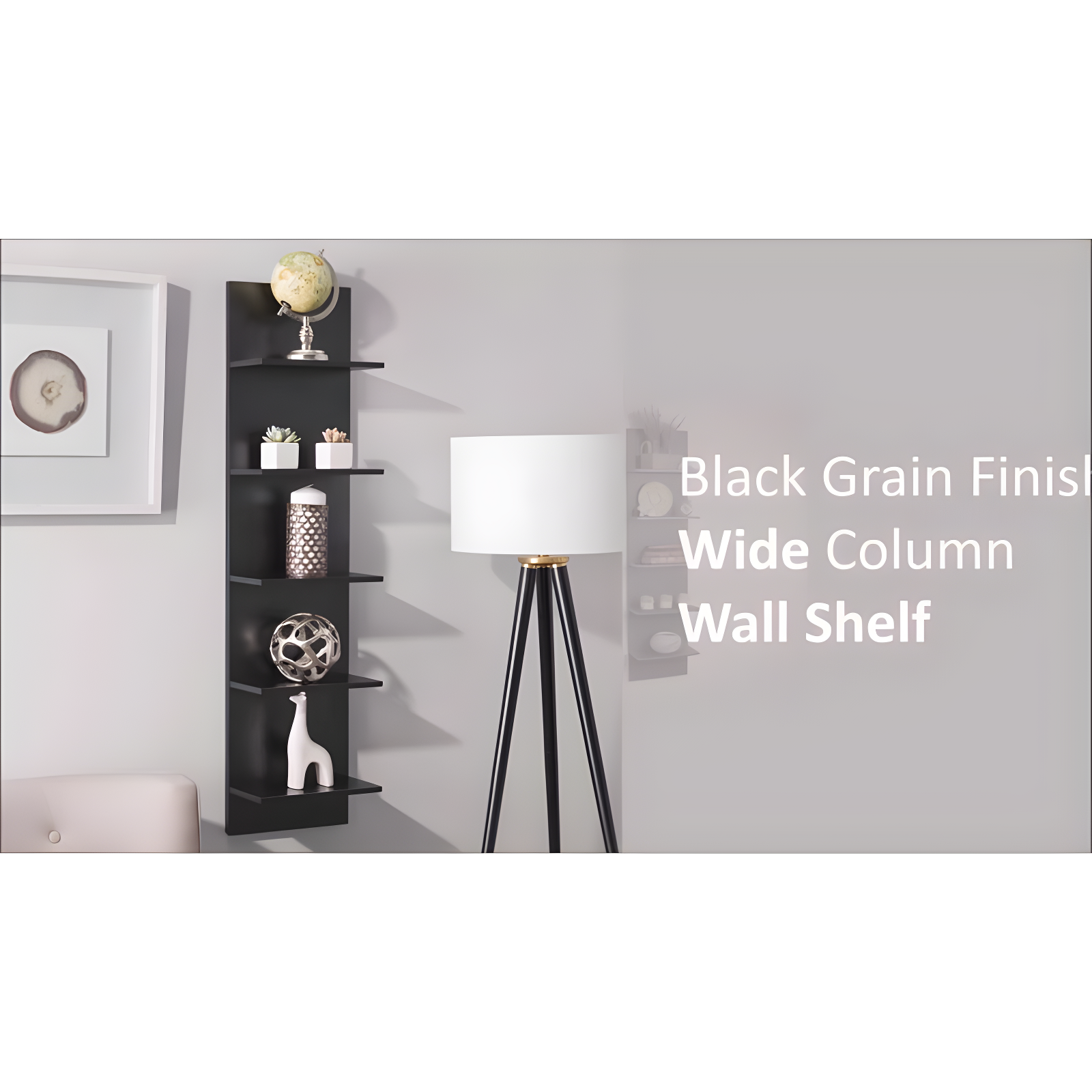 Danya B. 47" x 11.7" Wide Vertical Column Wall Shelf Weathered Oak: Mid-Century Laminated MDF, Iron Hardware