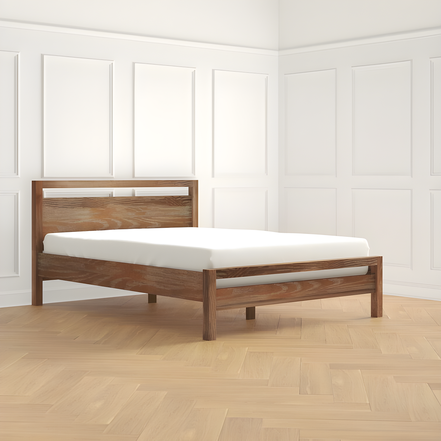 Loft Solid Wood Panel Bed