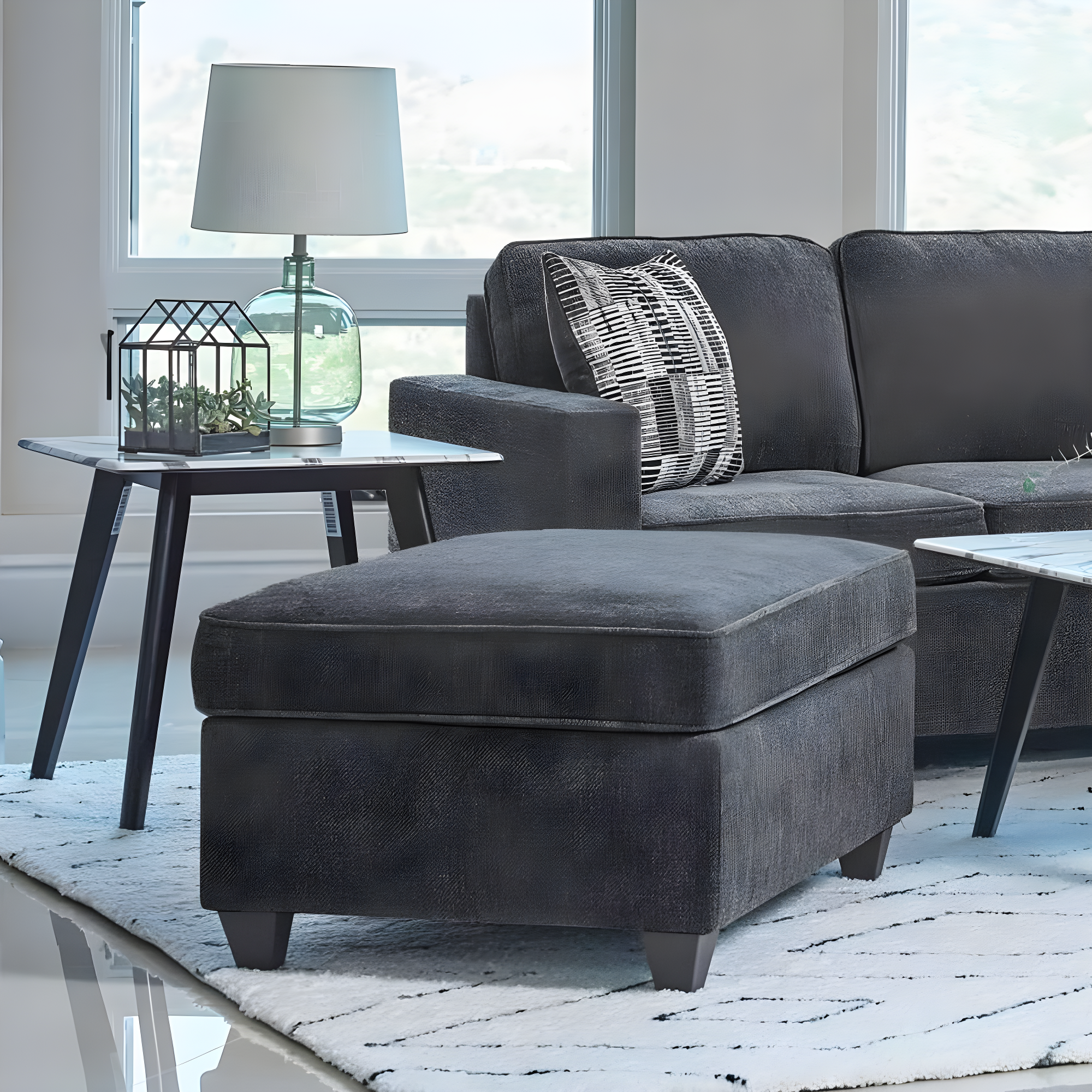 Coaster Mccord Transitional Chenille Upholstered Ottoman Dark Gray