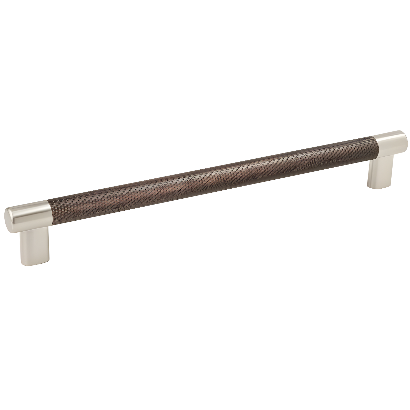 Amerock Esquire 10-1/16 inch (256mm) Center-to-Center Satin Nickel/Oil-Rubbed Bronze Cabinet Pull