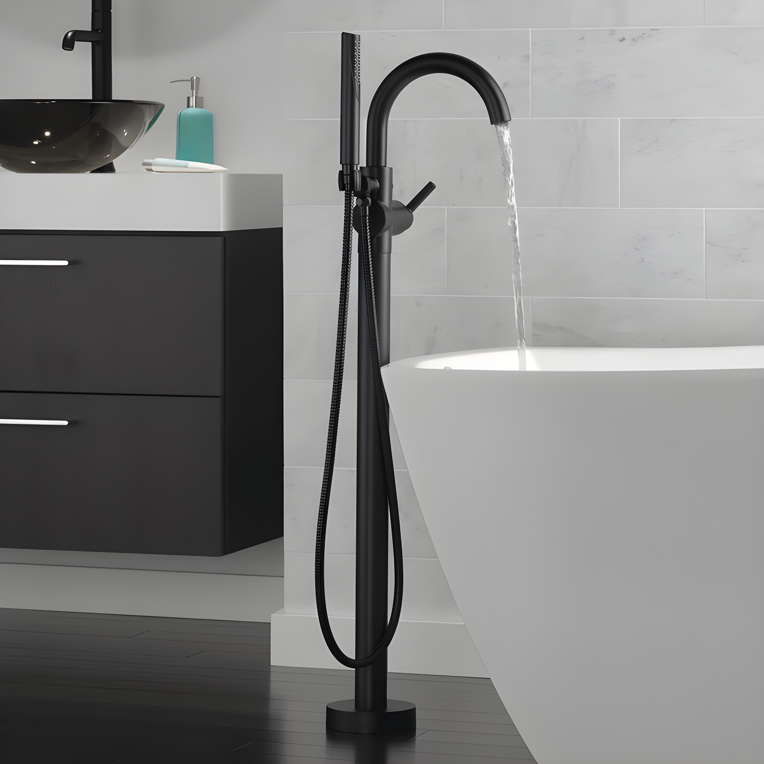 Trinsic Single Handle Floor Mounted Freestanding Tub Filler