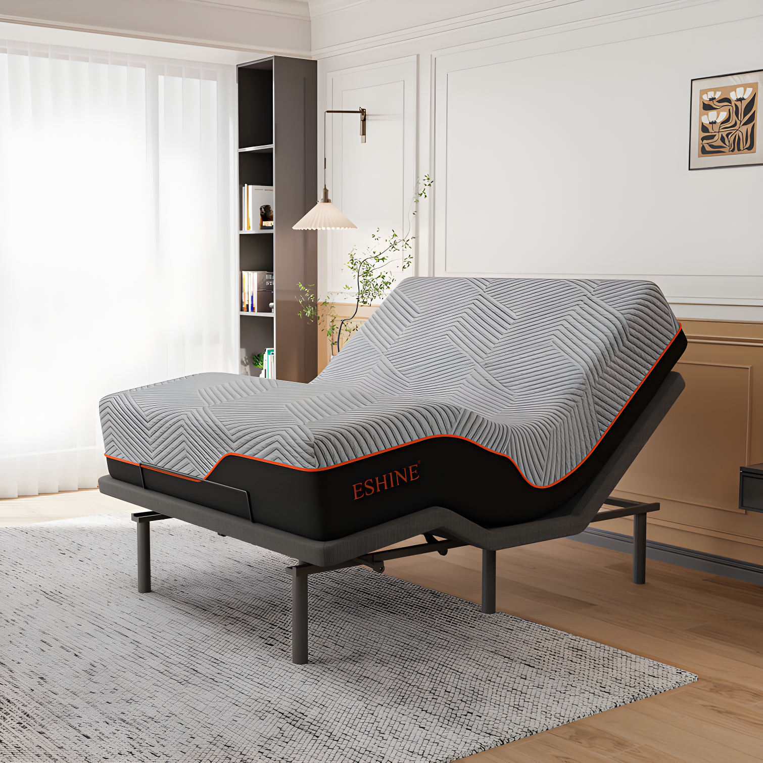 ESHINE 3100 Series Adjustable Bed with 14 Inch Ultra-Plush Black Mattress