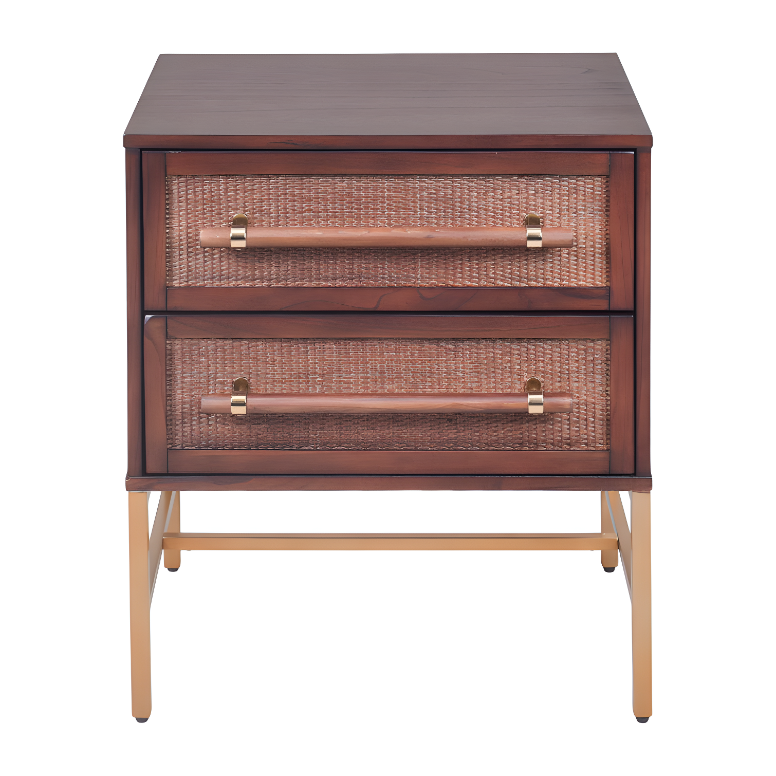 Hopper Studio Hopper Studio Sophia Solid Wood 2-Drawer Rattan Nightstand, Stylish Storage For Modern Homes