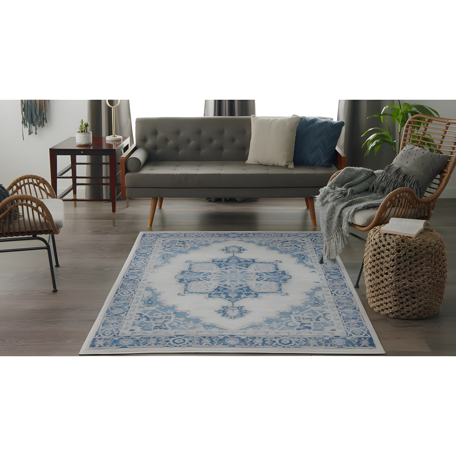 Nourison Whimsicle WHS03 Indoor only Area Rug - Grey Blue 6' x 9'