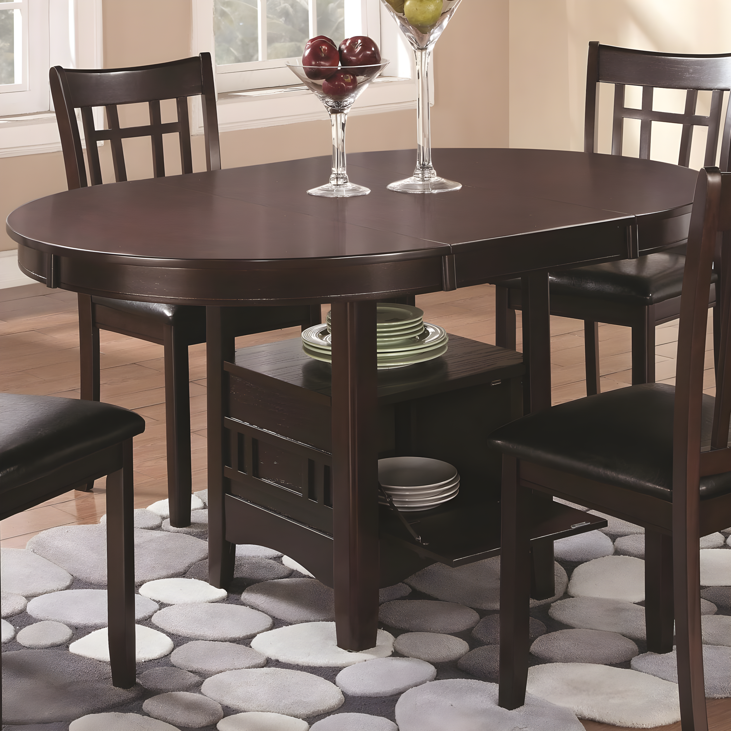 Coaster Lavon Extendable Storage Wood Dining Table in Espresso