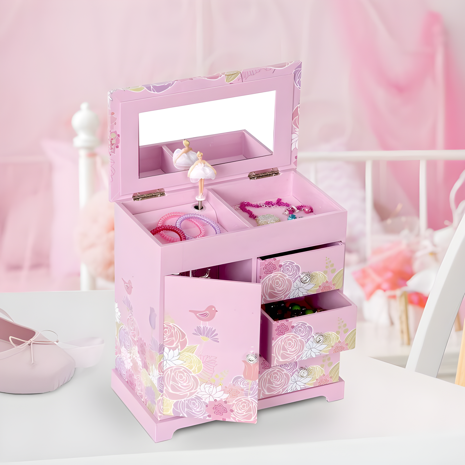 Mele & Co. Pearl Girls' Musical Ballerina Jewelry Box - Pink